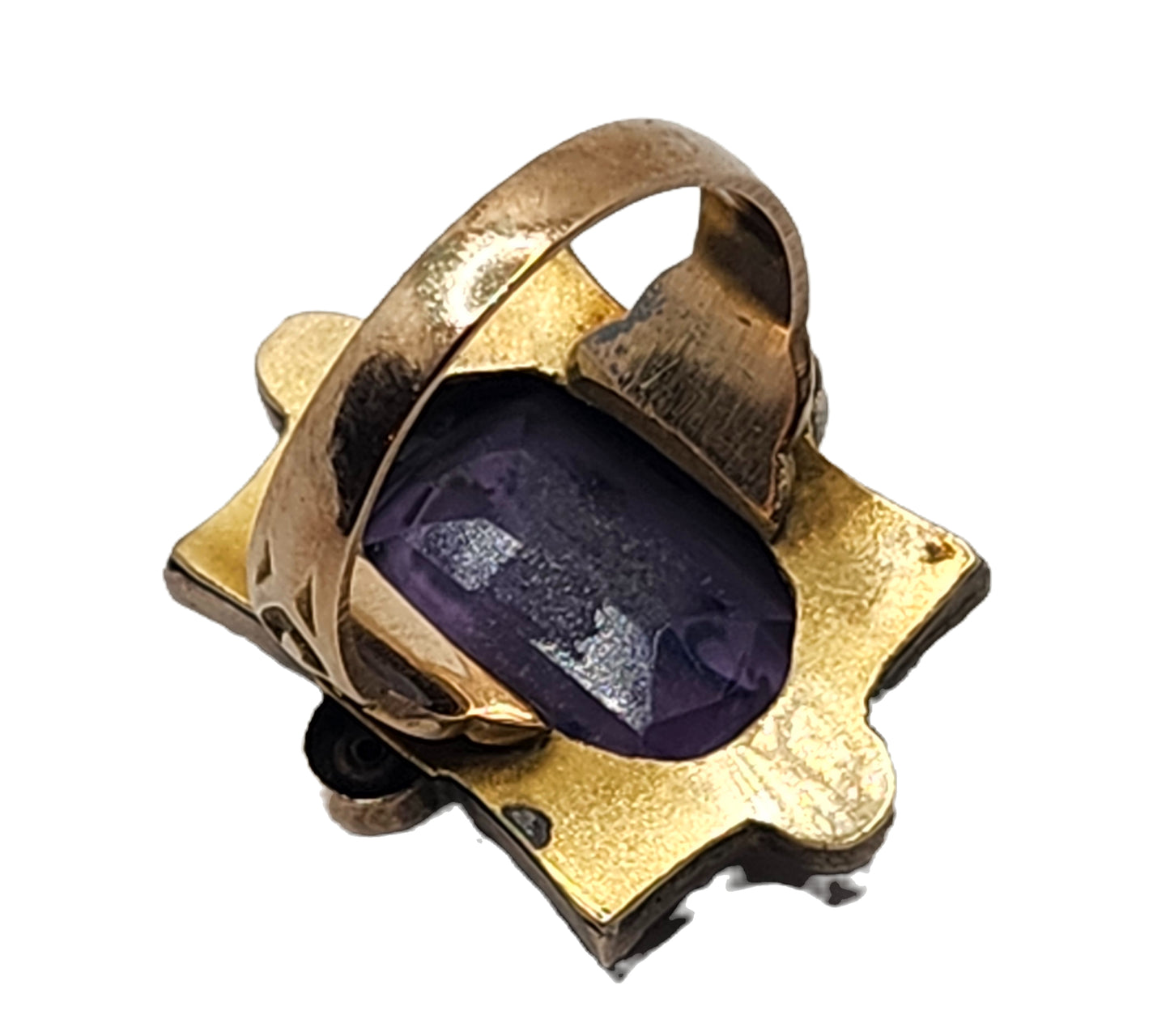 Antique Victorian Painted Portrait Cameo on Amethyst 14k Gold Ring image 6