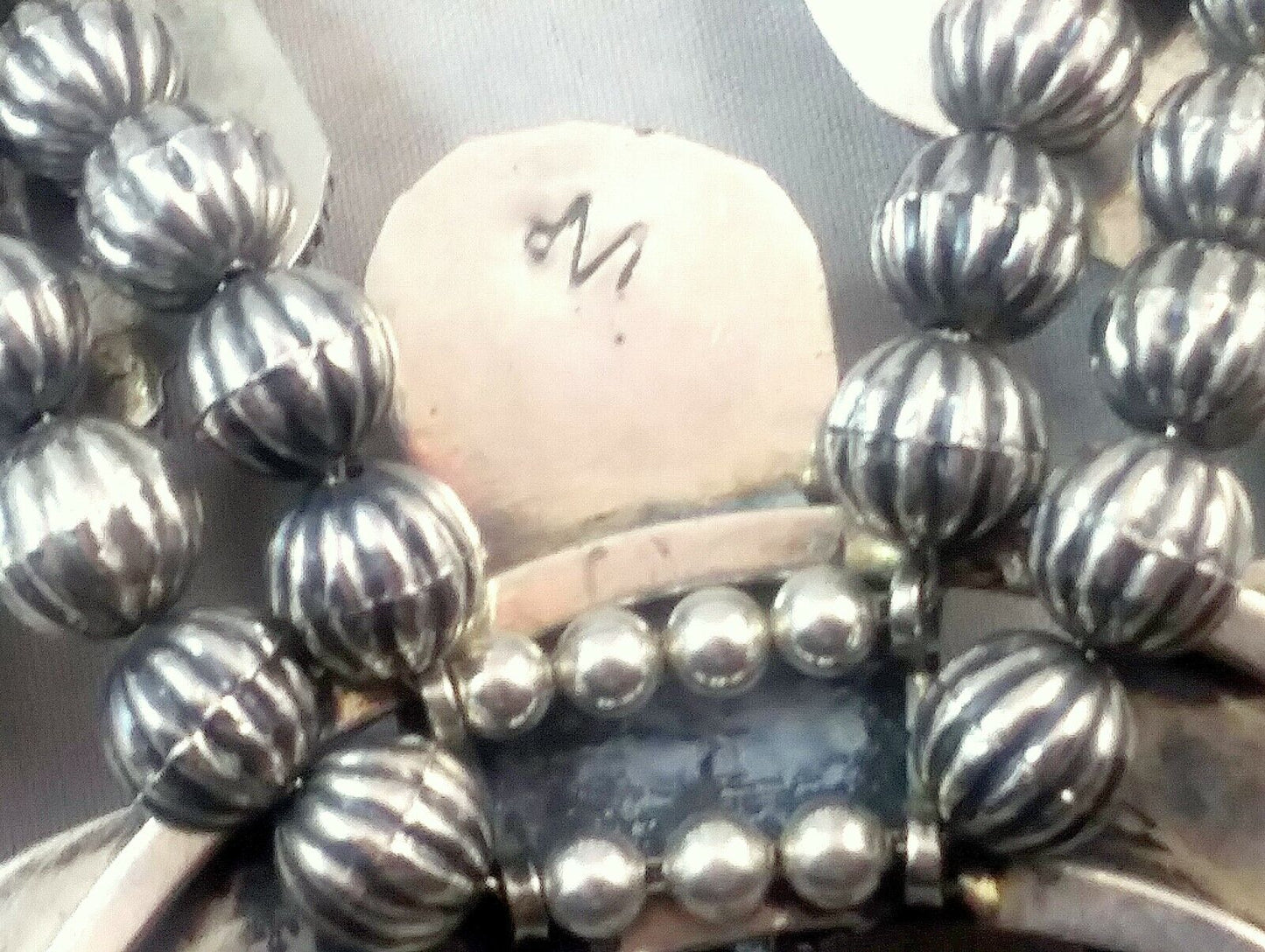 Native American Signed Squash Blossom Turquoise Coral & Sterling Silver Necklace image 11