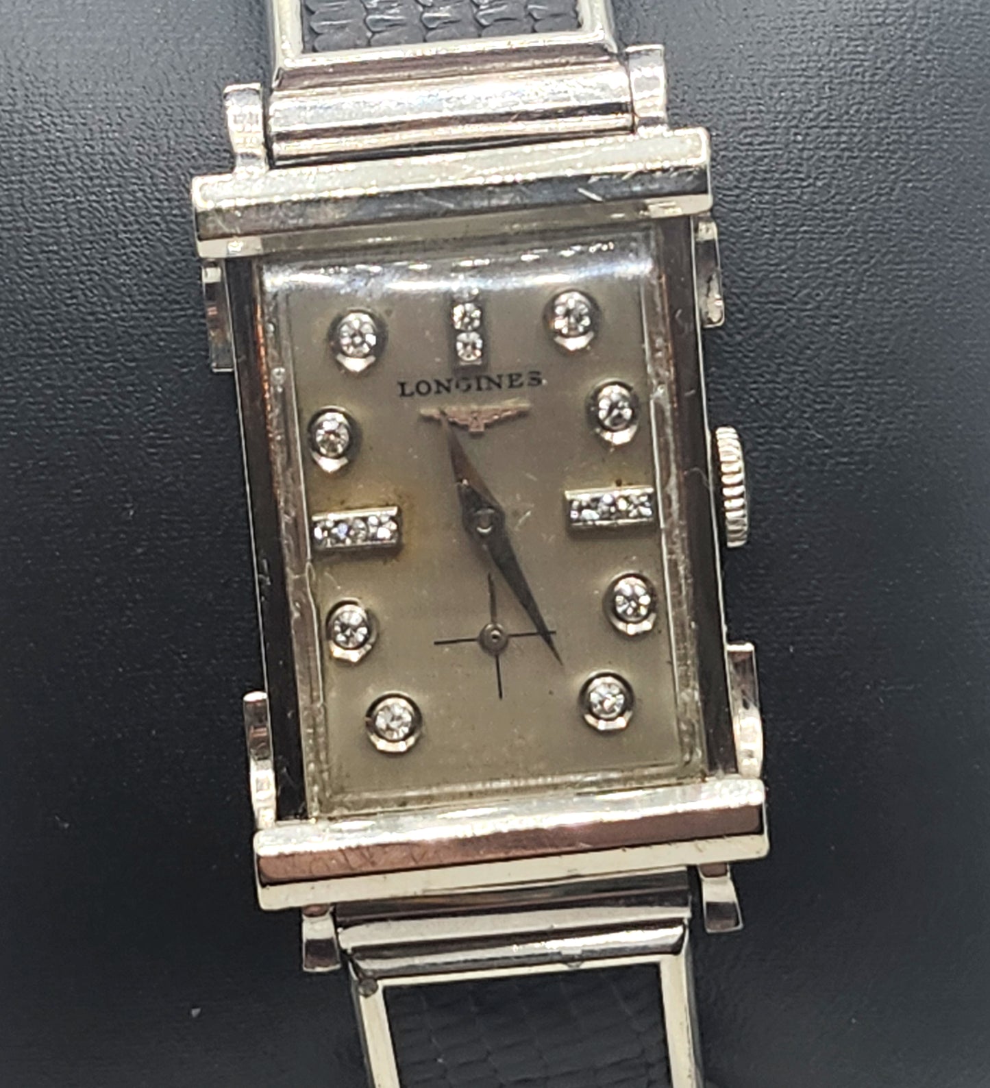 1940s Diamond Studded Longines Watch 14k White Gold image 2