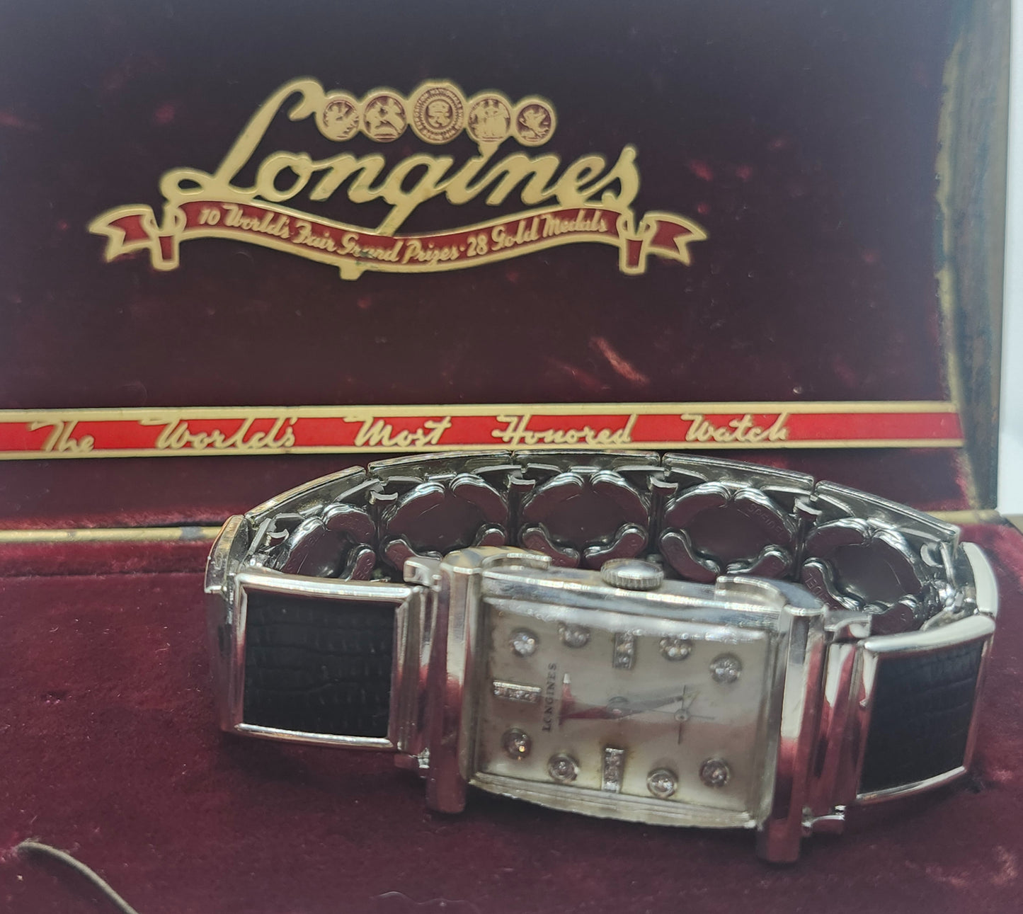 1940s Diamond Studded Longines Watch 14k White Gold image 4