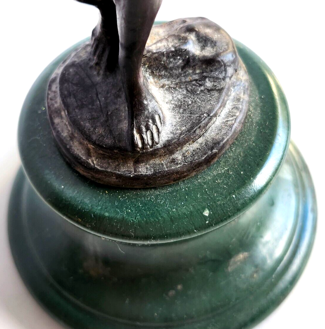 Small Bronze Statue of Goddess Woman on Green Base image 6