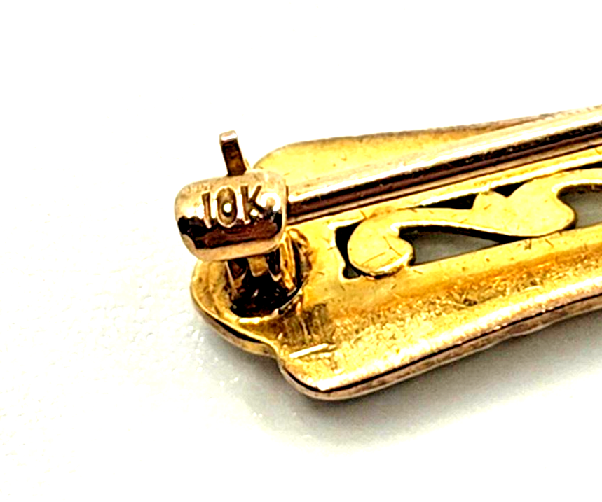 Antique Victorian Gray Seed Pearl & 10k White & Yellow Gold Bar Pin image 4