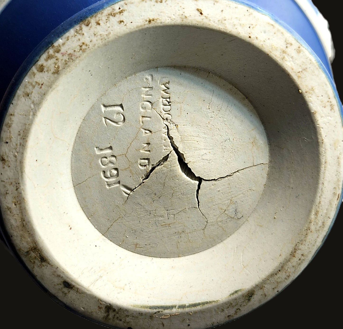 Antique Wedgewood England Cobalt Blue Jasperware Doric Jug Muses image 7