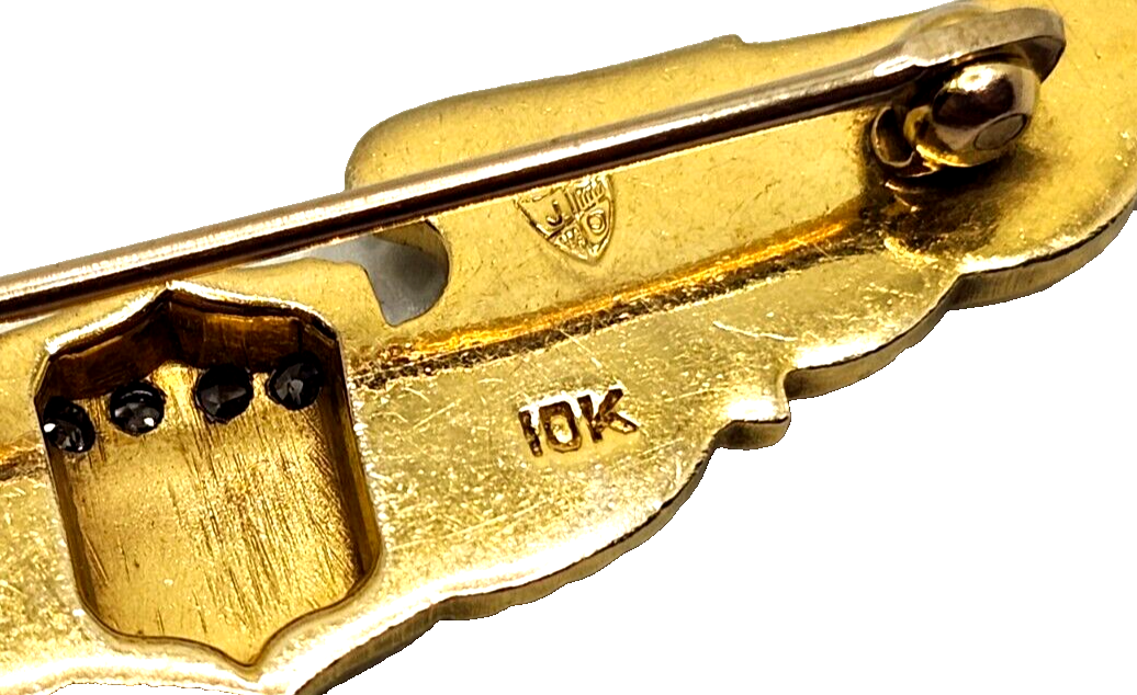 WWII Original US Air Force Pilot Wings Diamond & 10k Yellow Gold Pin image 6