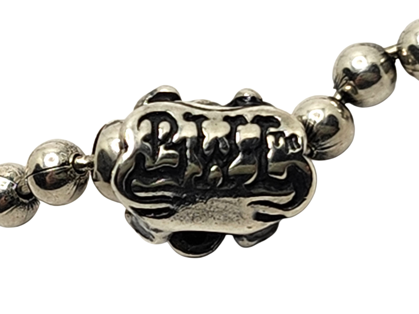 BWL Bill Wall Leather Sterling 4mm Ball Chain Skull Crossbones 24" Necklace image 4