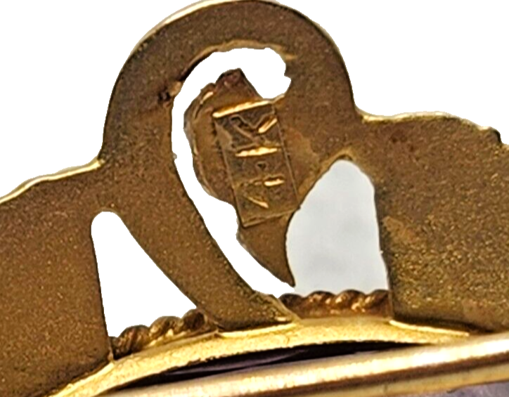 Antique Victorian Amethyst Pearl & 14k Yellow Gold Bar Pin Brooch image 6