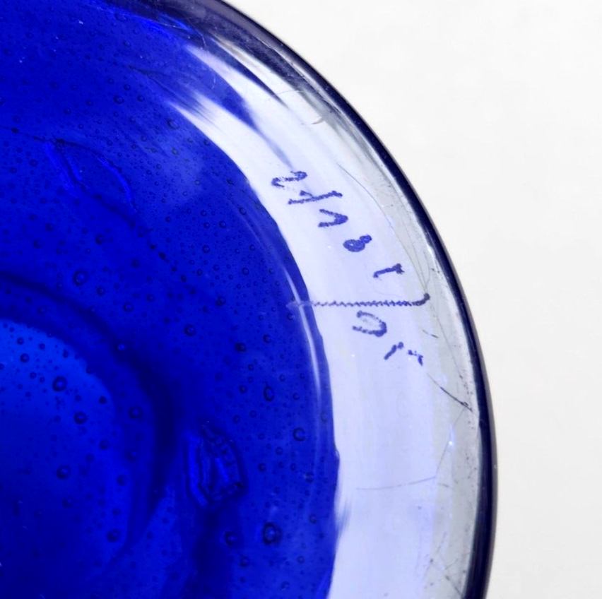 ERIK HOGLUND Large Blue Bubbly Glass Vase BODA SWEDEN 50'S SCANDINAVIAN image 5