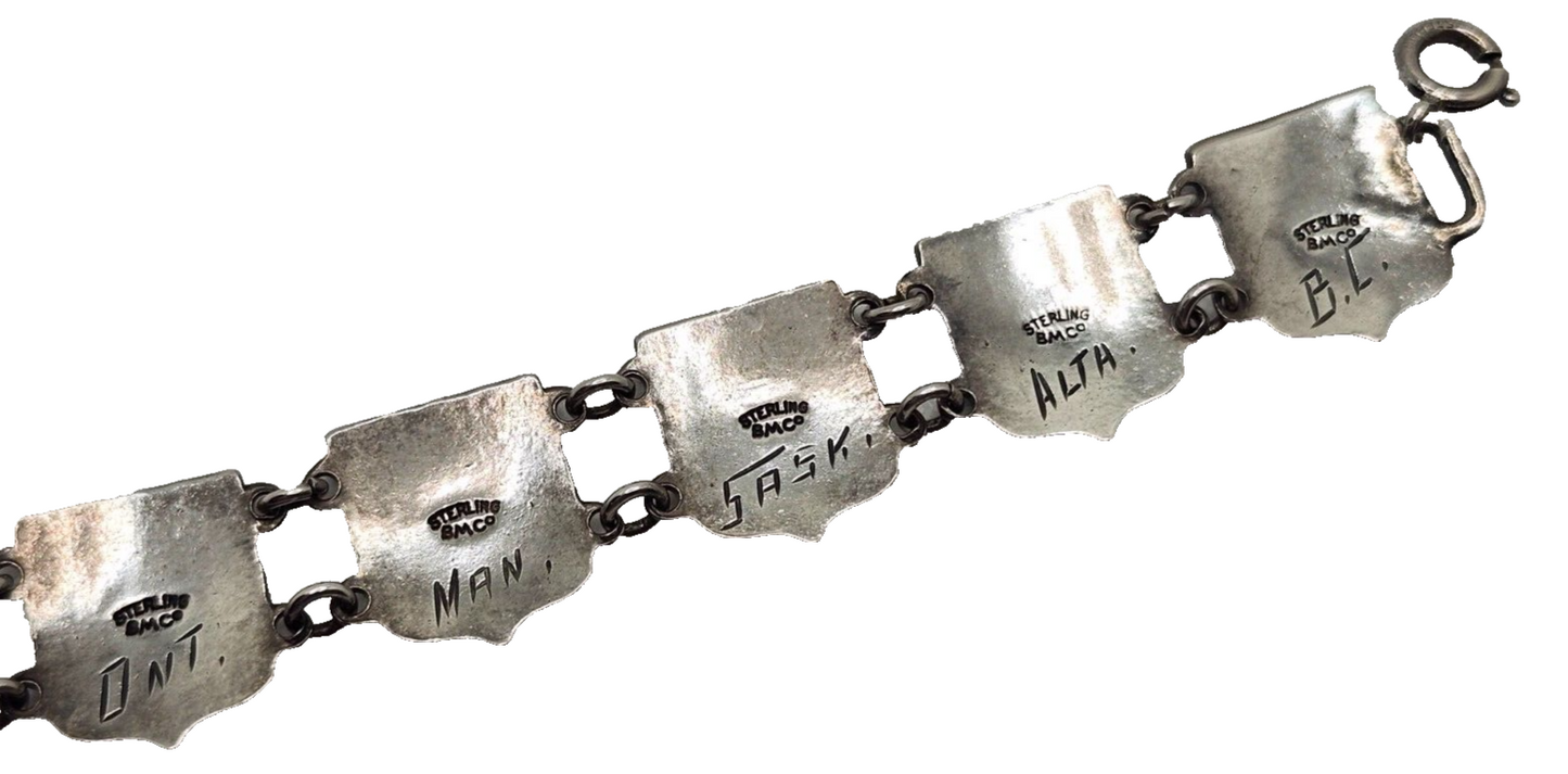Vintage BMCo Sterling Silver Enamel Shield Flag Bracelet image 8