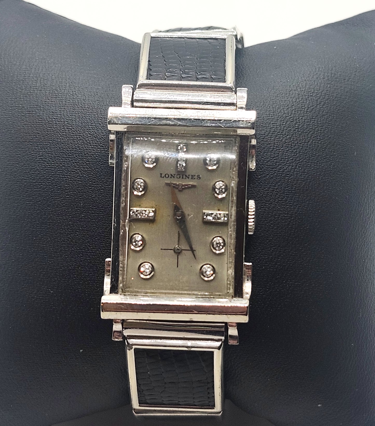 1940s Diamond Studded Longines Watch 14k White Gold image 1