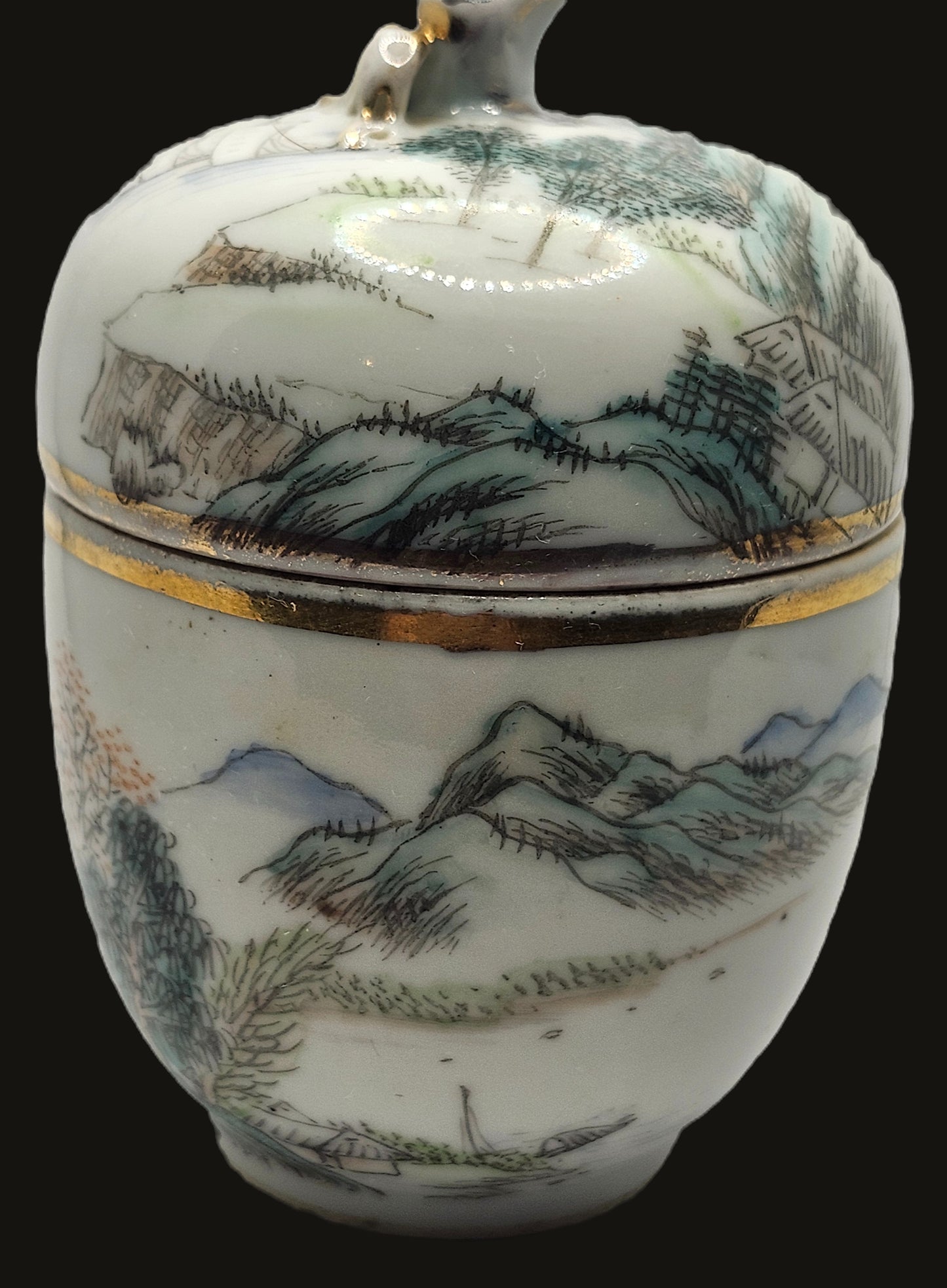 RARE Antique 20's Japanese Saki Wine Warmer Single Cup Set image 1