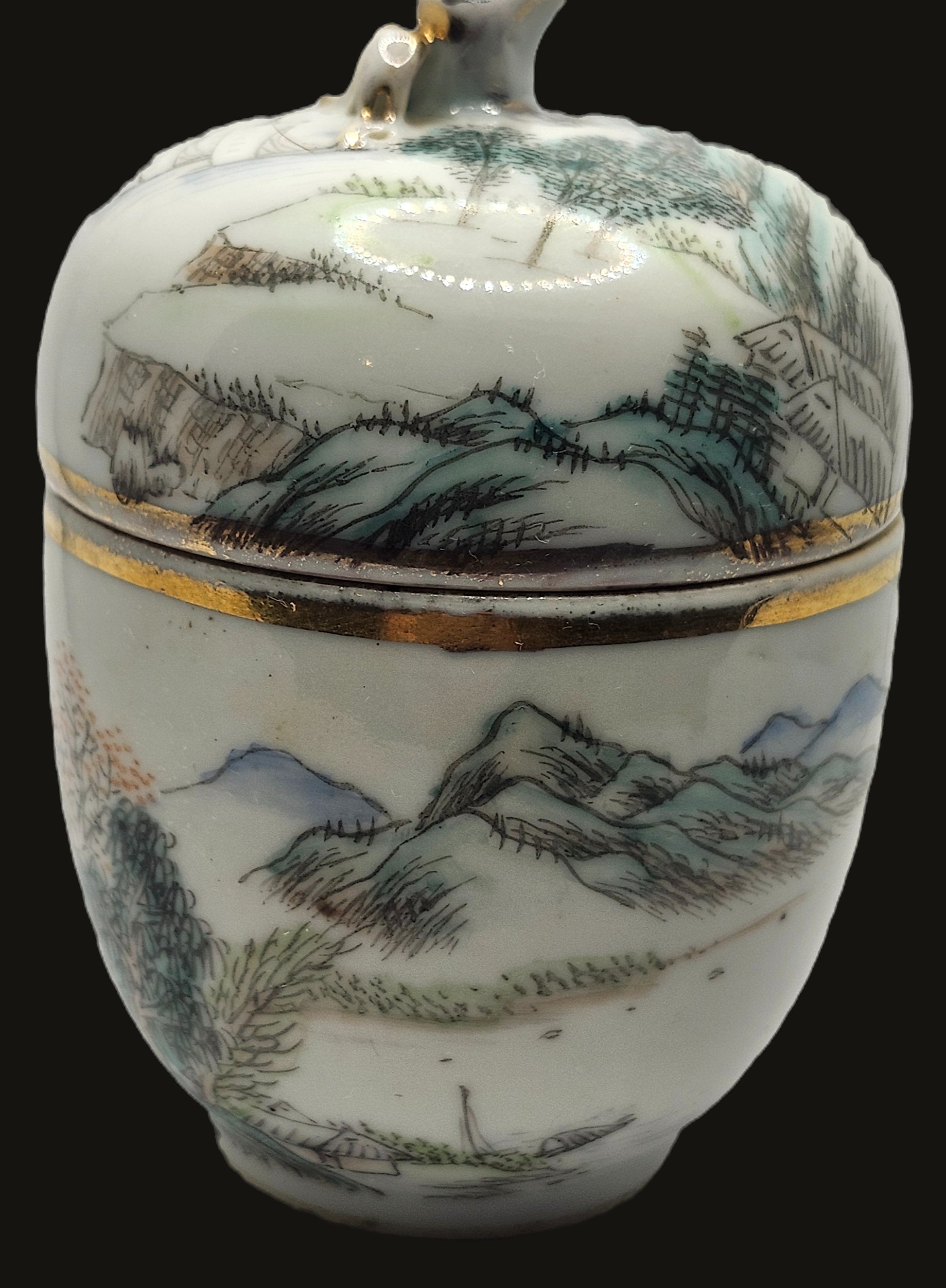 RARE Antique 20's Japanese Saki Wine Warmer Single Cup Set image 1