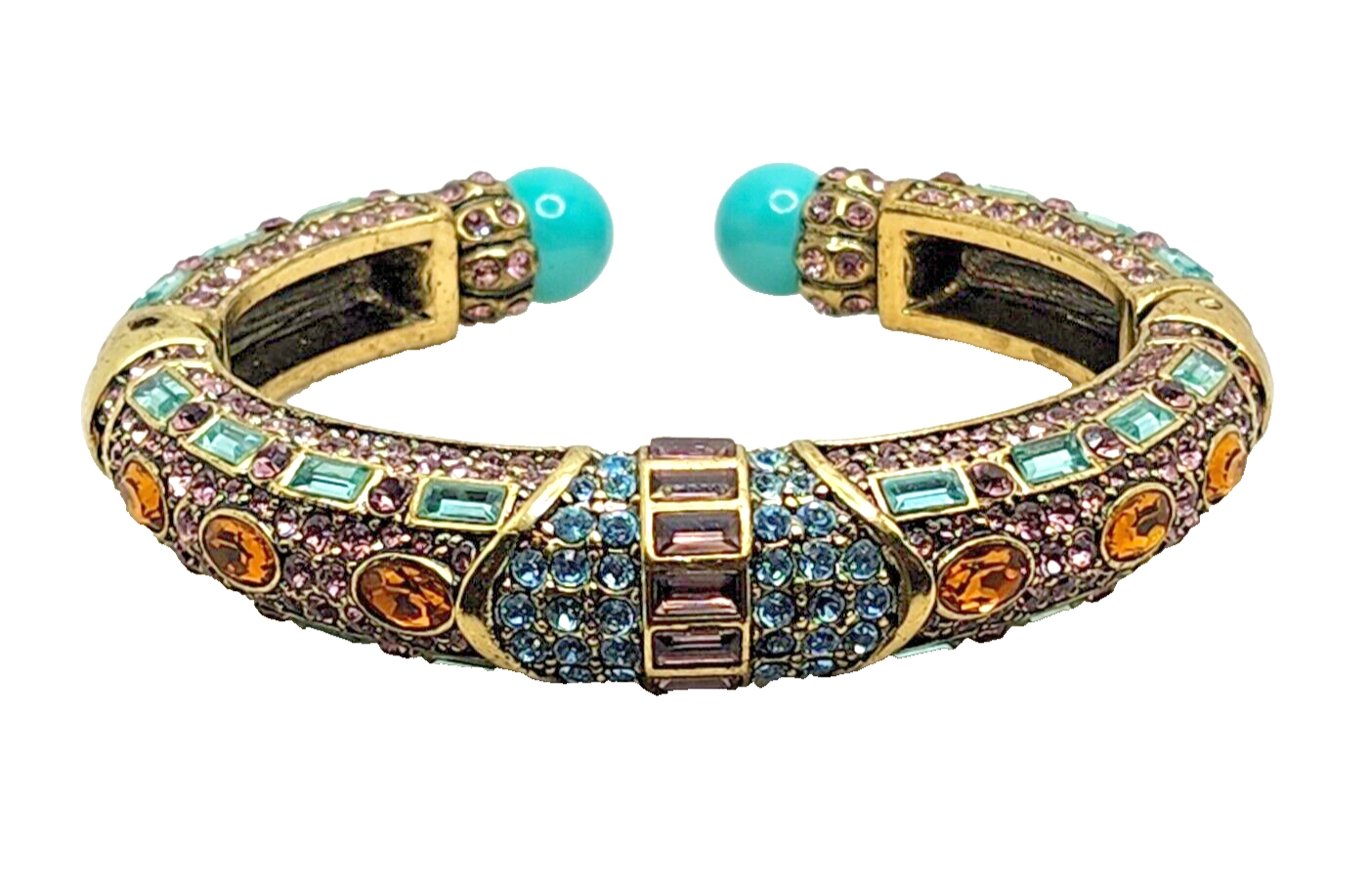 Heidi Daus Lavish Layers Double Hinged Cuff Bracelet ~ Purple & Blue image 1