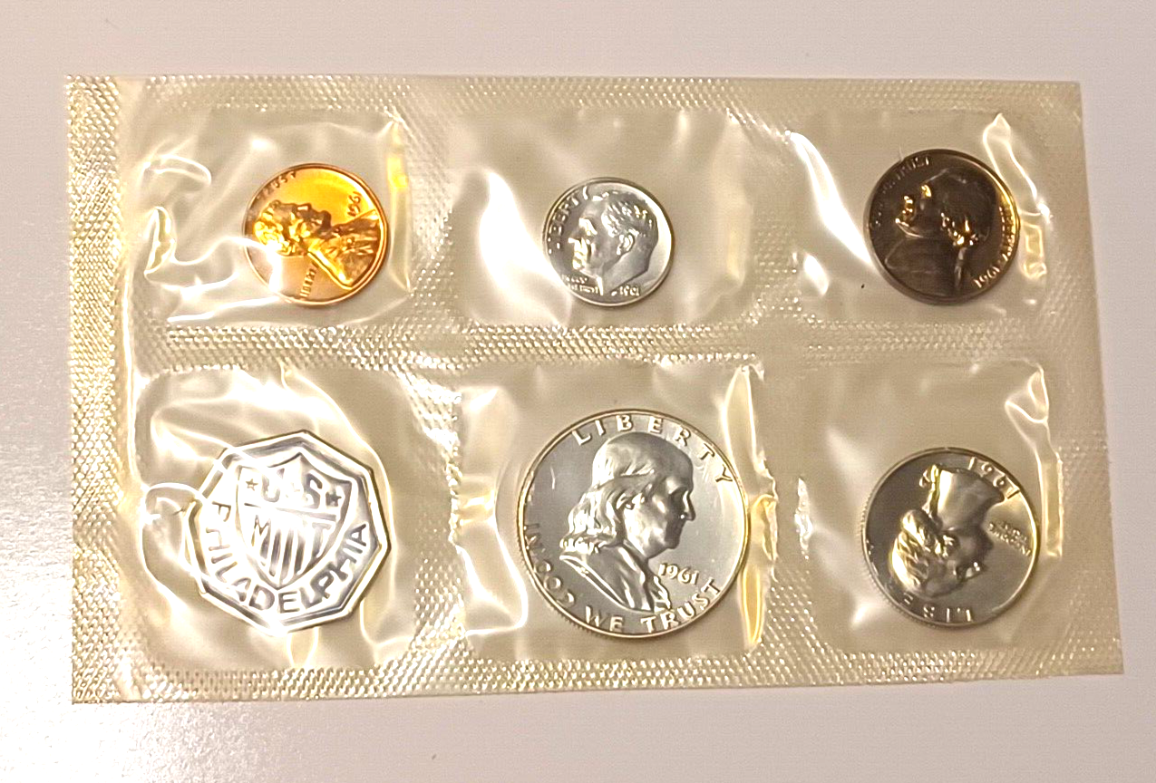 1961 U.S. Mint SILVER PROOF Set in Original Envelope image 1