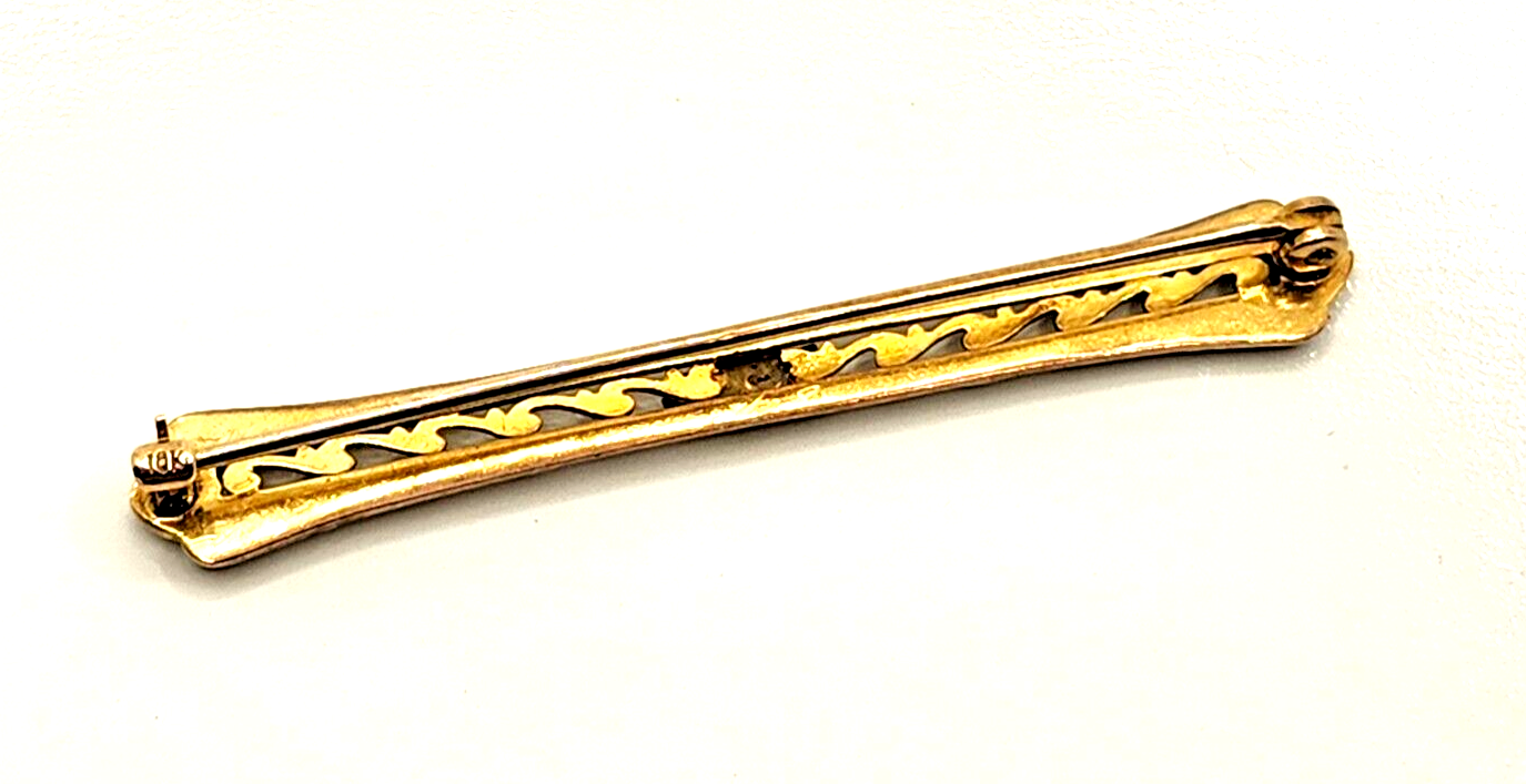 Antique Victorian Gray Seed Pearl & 10k White & Yellow Gold Bar Pin image 3