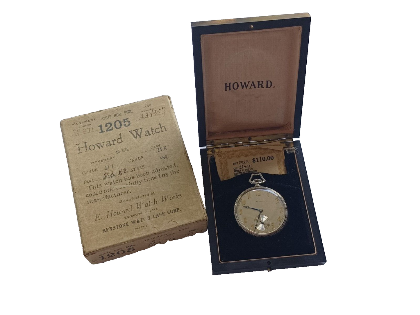 Antique E Howard Series 12 Solid 14K White Gold Pocket Watch 17J  10 Size in Box image 15