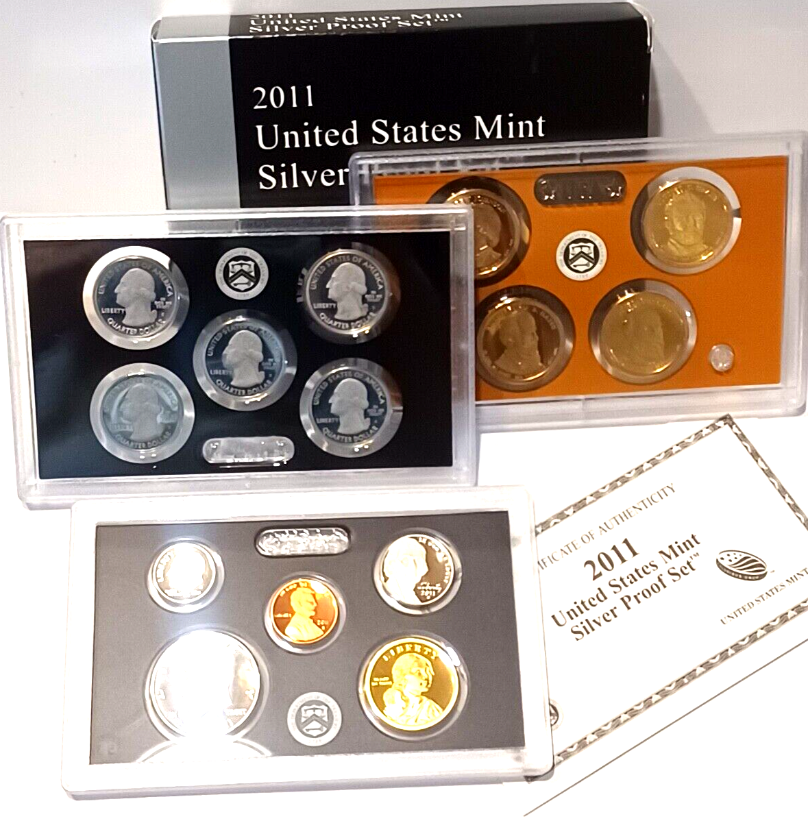 2011 S US Mint Silver Proof Set - 14 Coins COA Original Box image 2