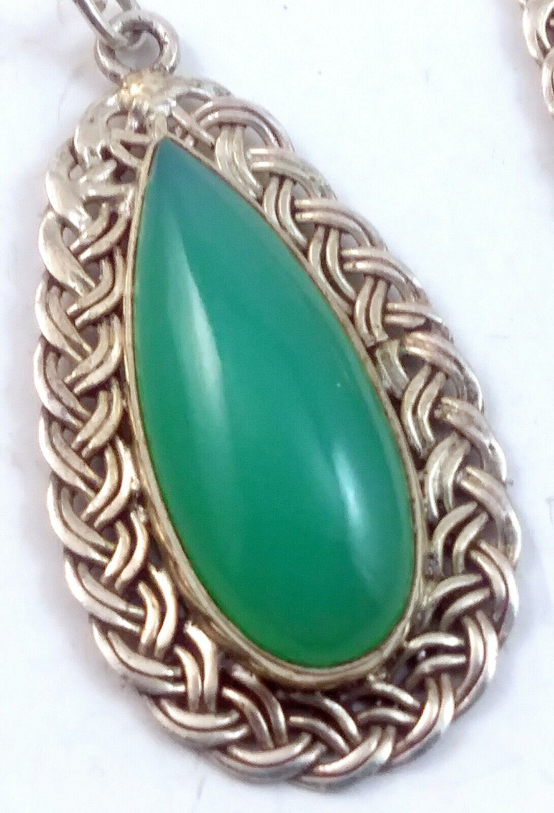 Vintage Sterling Silver & Aqua Blue Cabochon Stone Dangle Drop Earrings image 6