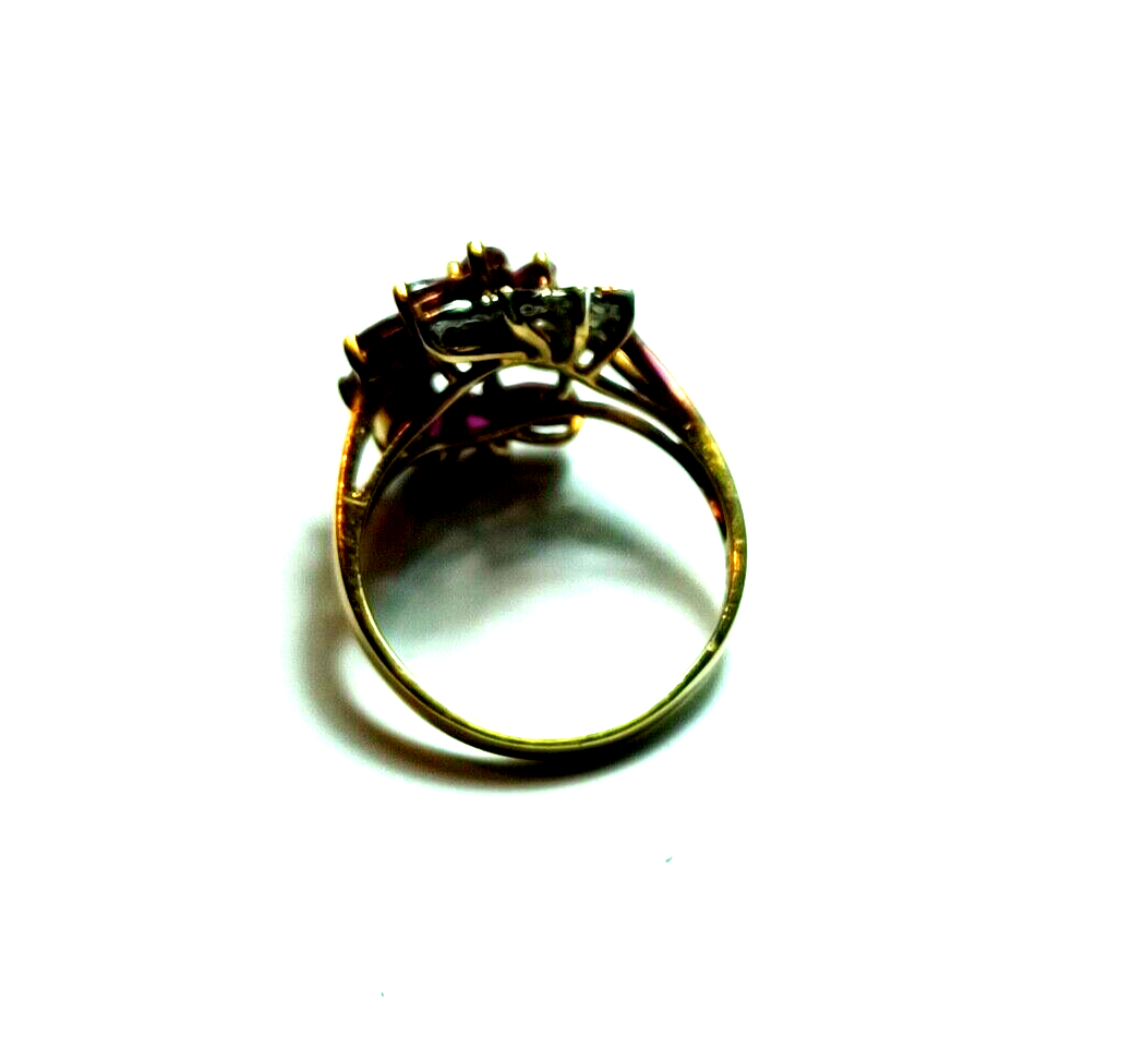 1.25cttw Ruby & Diamond Swirl Cluster 14k Yellow Gold Ring image 5