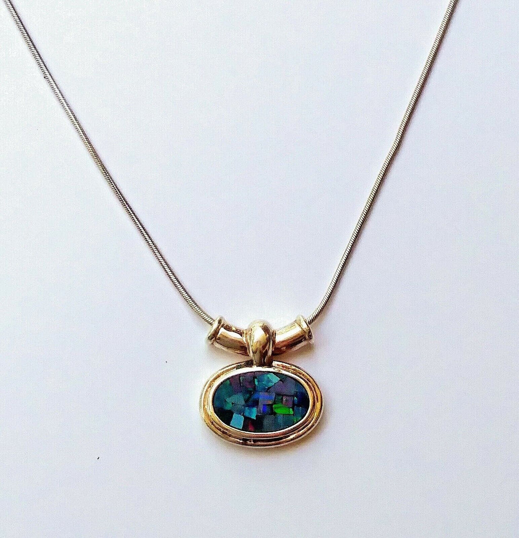 Gorgeous Crushed Black Opal Sterling Silver Slide Charm Pendant with Necklace image 6