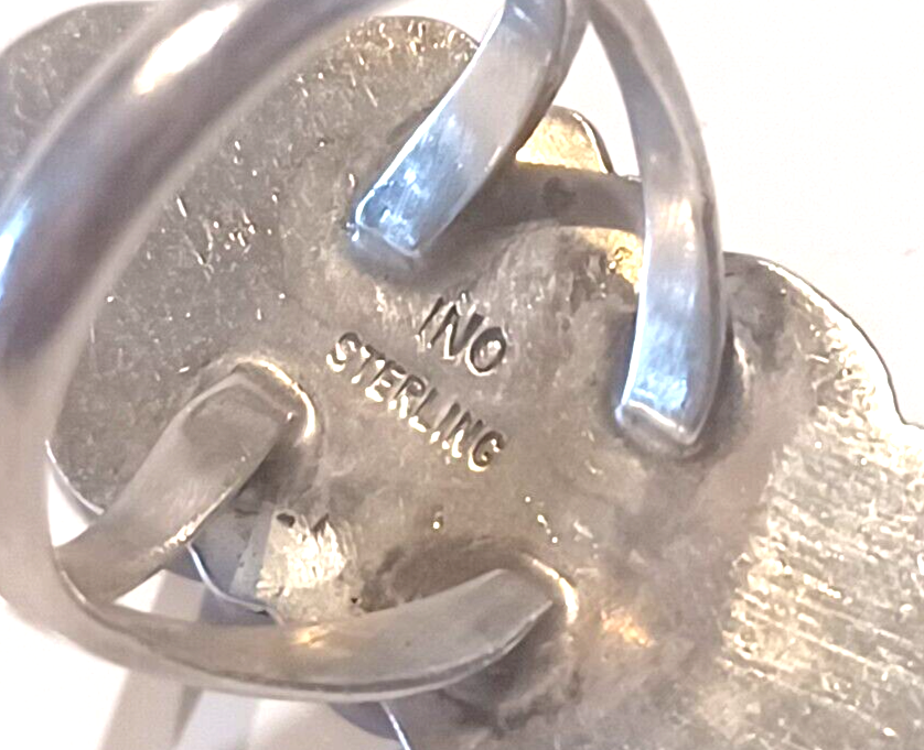 Native American Black Onyx & Sterling Silver Ring Signed INO image 5