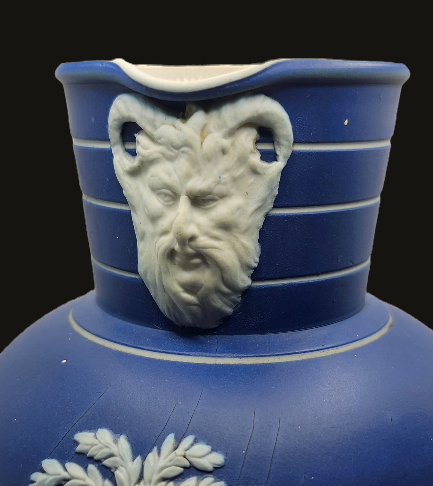Antique Wedgewood England Cobalt Blue Jasperware Doric Jug Muses image 1