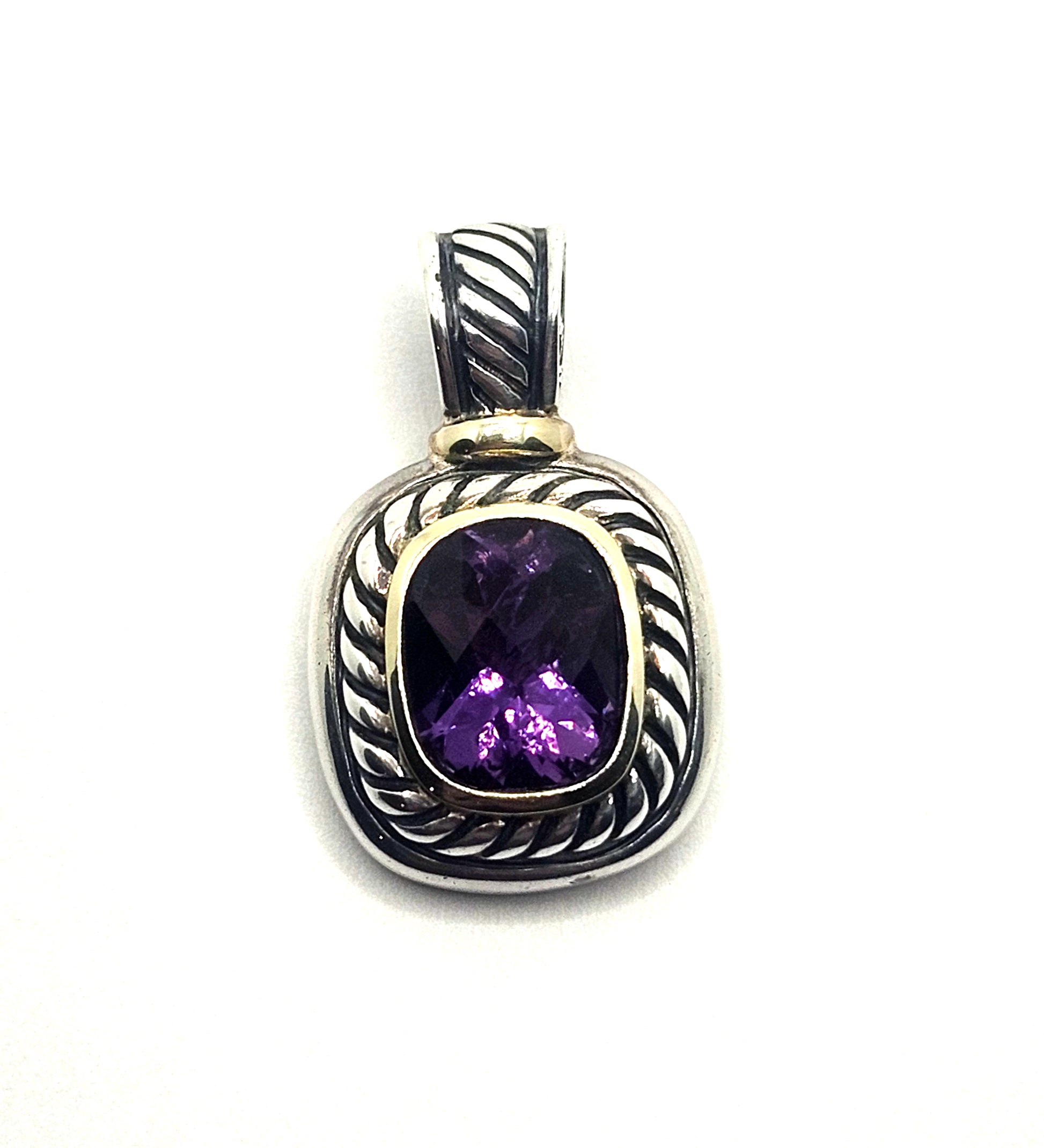Vintage David Yurman Amethyst Albion Sterling & 14K Enhancer image 0
