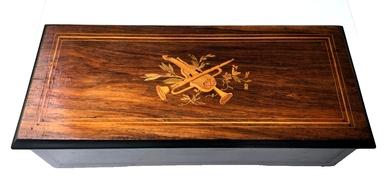 Antique M F 1840 Swiss Marque De Fabrique Cylinder Hand Crank 8 Airs Music Box image 1