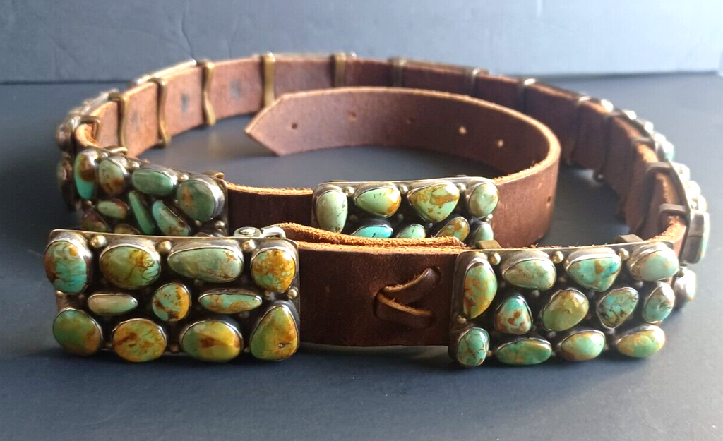 Navajo Native American Sterling Silver Turquoise Concho Belt by Willie Nezzie image 3