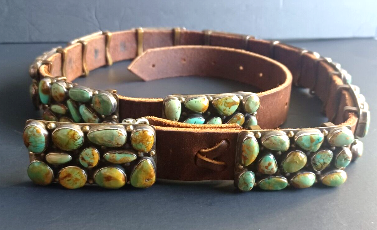 Navajo Native American Sterling Silver Turquoise Concho Belt by Willie Nezzie image 3