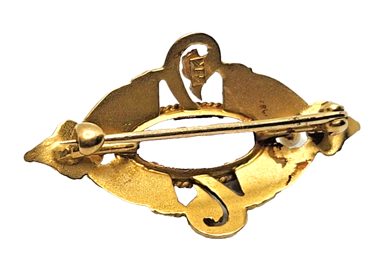 Antique Victorian Amethyst Pearl & 14k Yellow Gold Bar Pin Brooch image 5