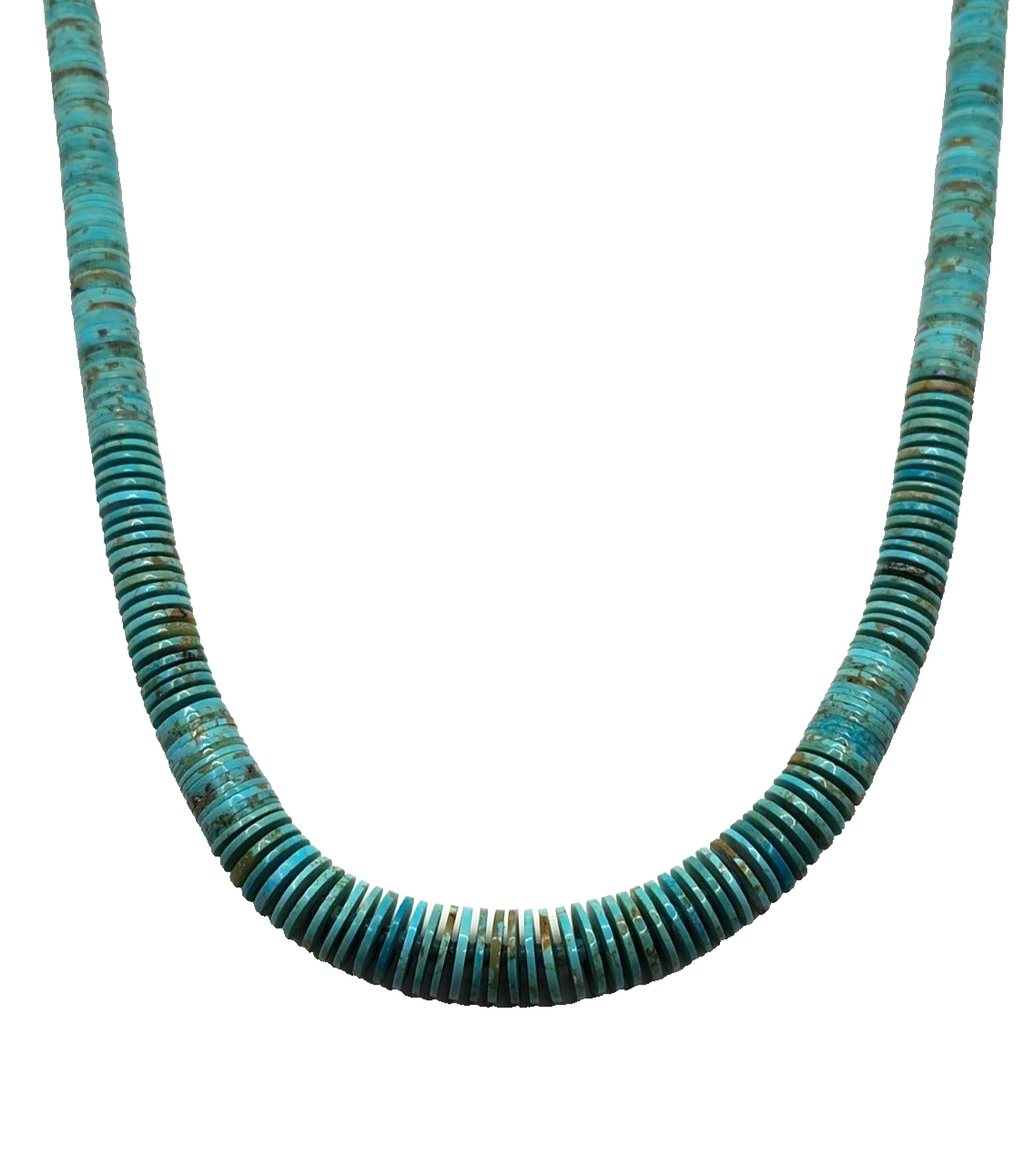 Native American Navajo Graduated Bead Disc Turquoise & Sterling Necklace image 1