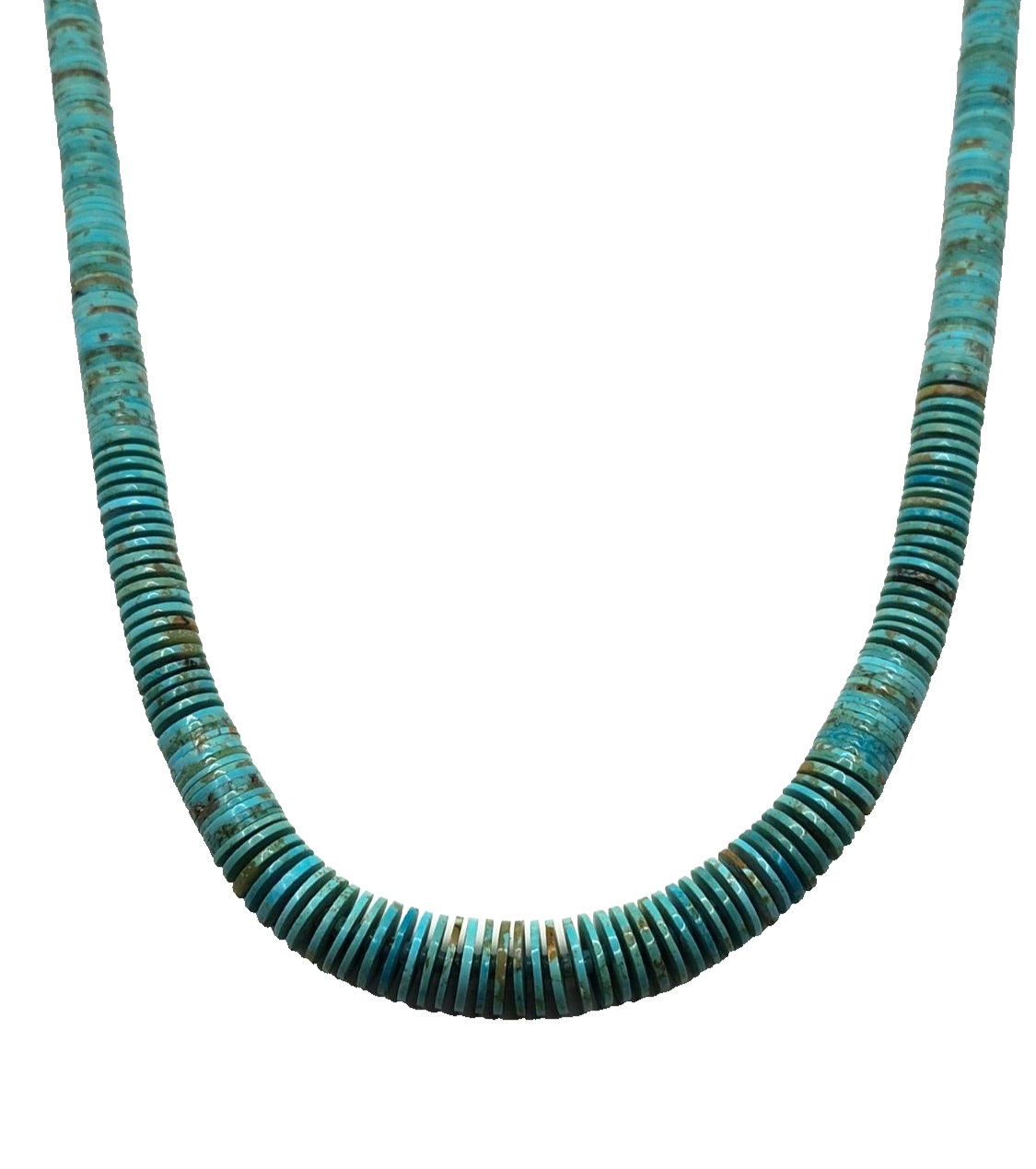 Native American Navajo Graduated Bead Disc Turquoise & Sterling Necklace image 1