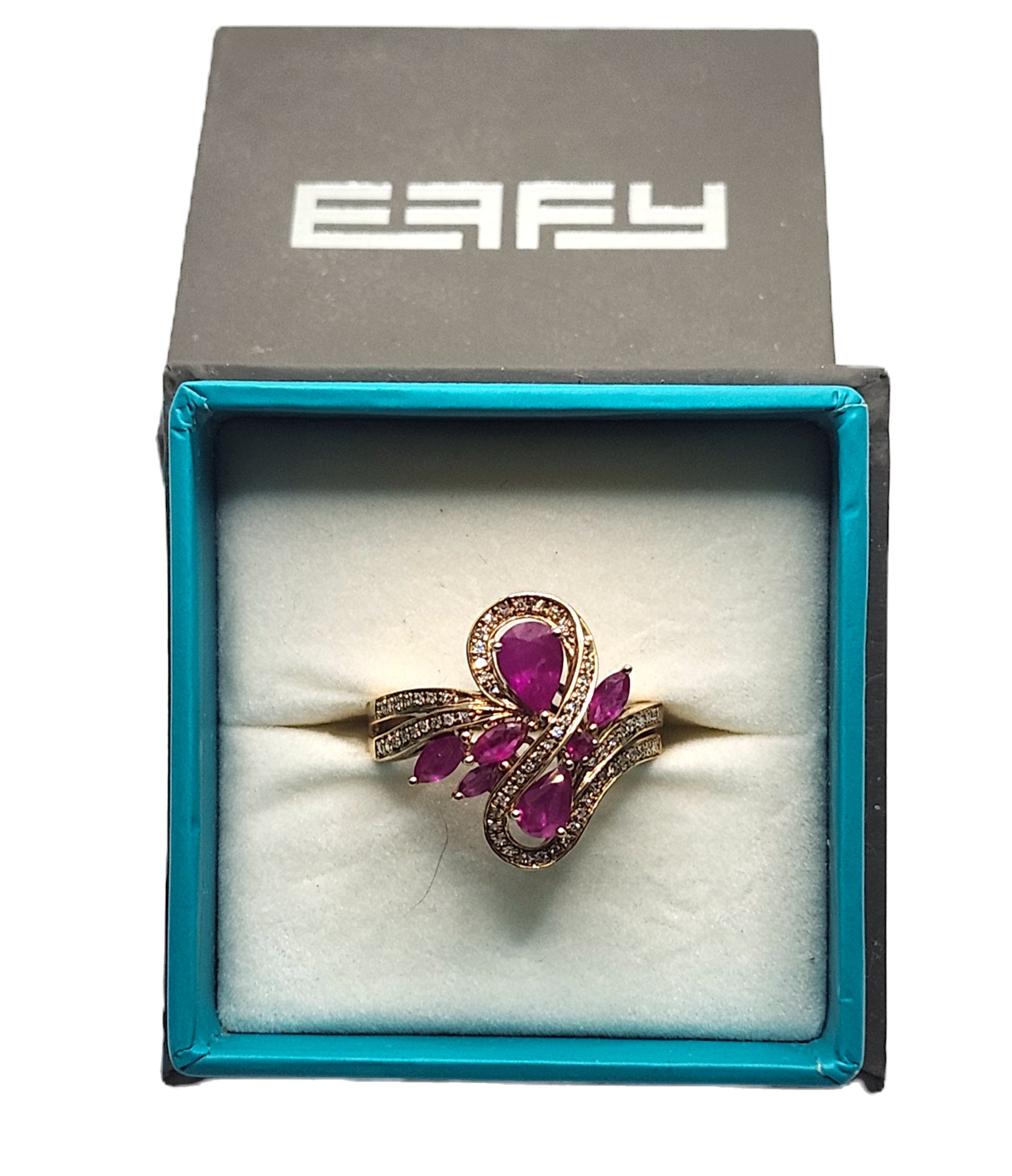 New! Effy Ruby & Diamond 14kYellow Gold Ring in Box image 0