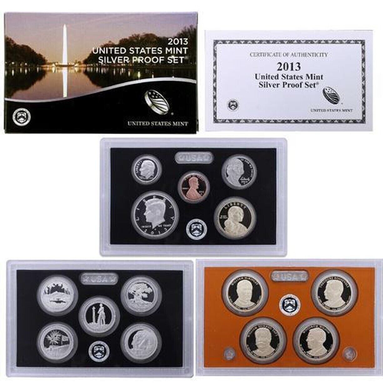 2013 S US Mint Silver Proof Set - 14 Coins COA Original Box image 0