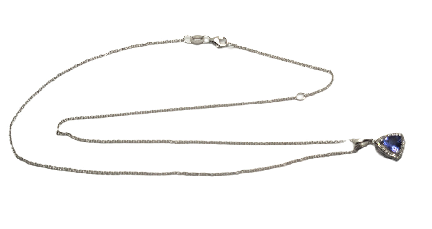 NEW! EFFY 14K White Gold .72ct Tanzanite & Diamond Trillion Pendant image 7