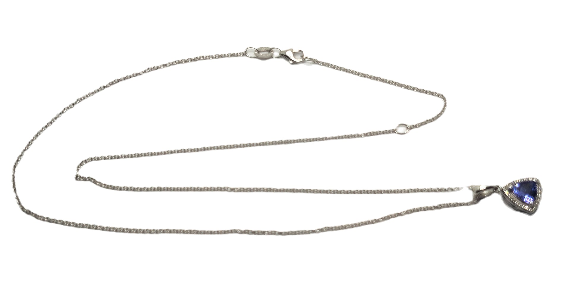 NEW! EFFY 14K White Gold .72ct Tanzanite & Diamond Trillion Pendant image 7