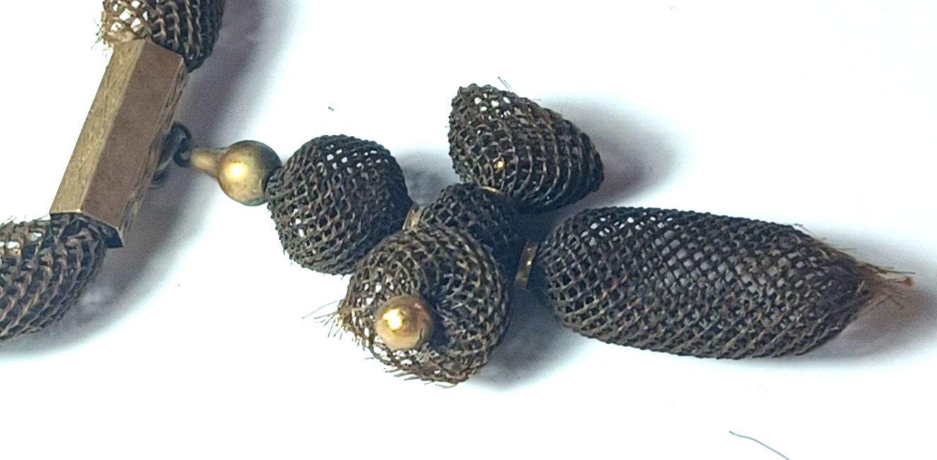 Antique Victorian Hair Mourning Jewelry & Gold Filled Necklace w/ Pendant image 3