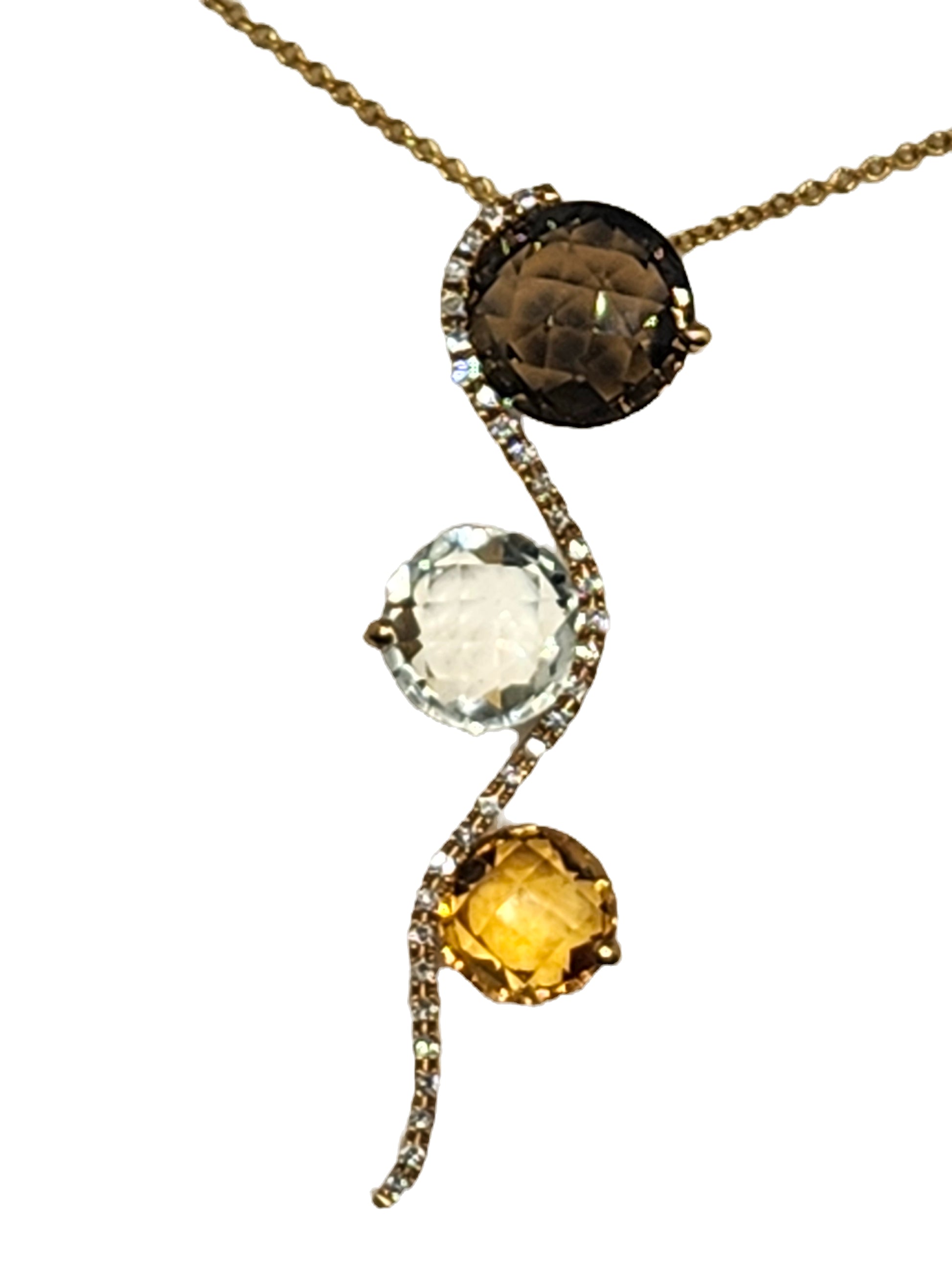 NEW! EFFY Multi Stone & Diamond 14k Yellow Gold Pendant w/ Chain image 5
