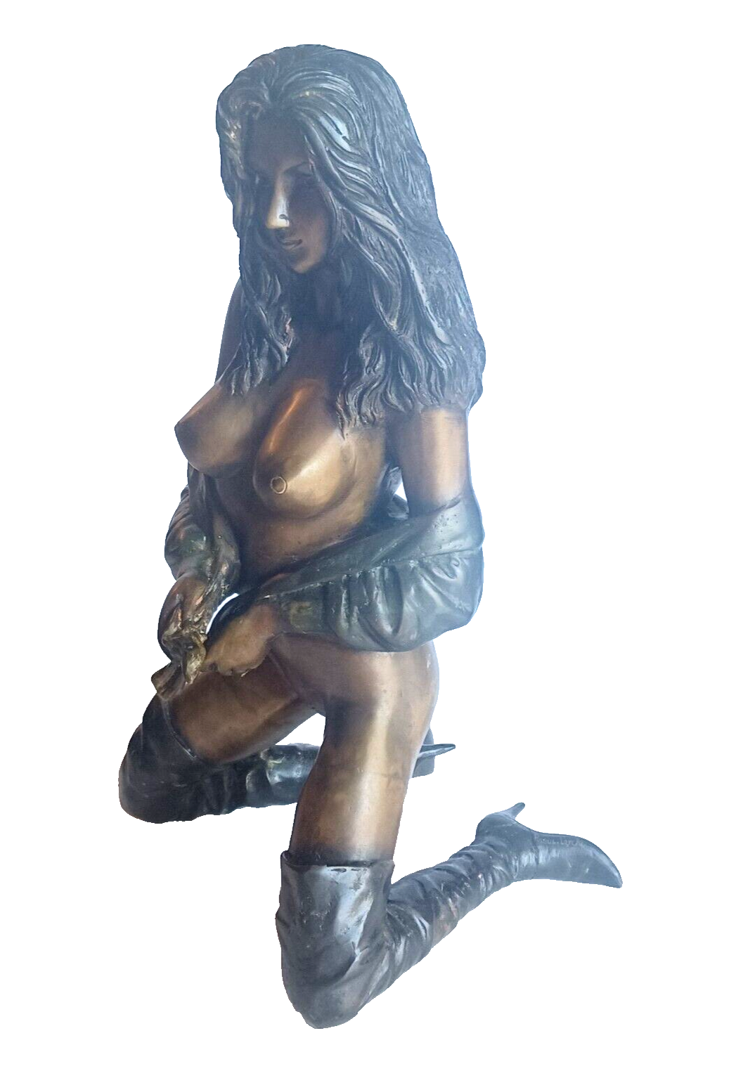 RARE Raoul Larche Detailed Bronze Sculpture of a Kneeling Nude Woman image 2