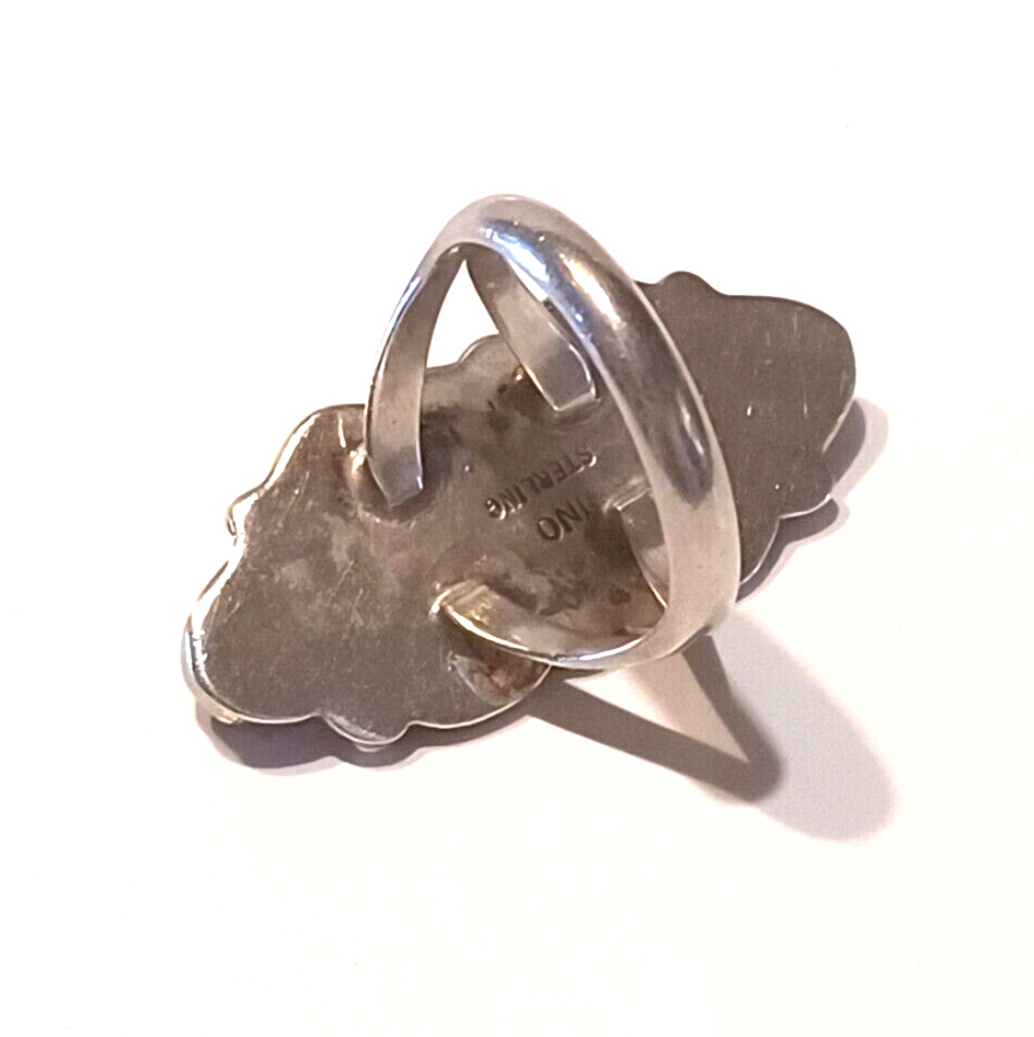 Native American Black Onyx & Sterling Silver Ring Signed INO image 4