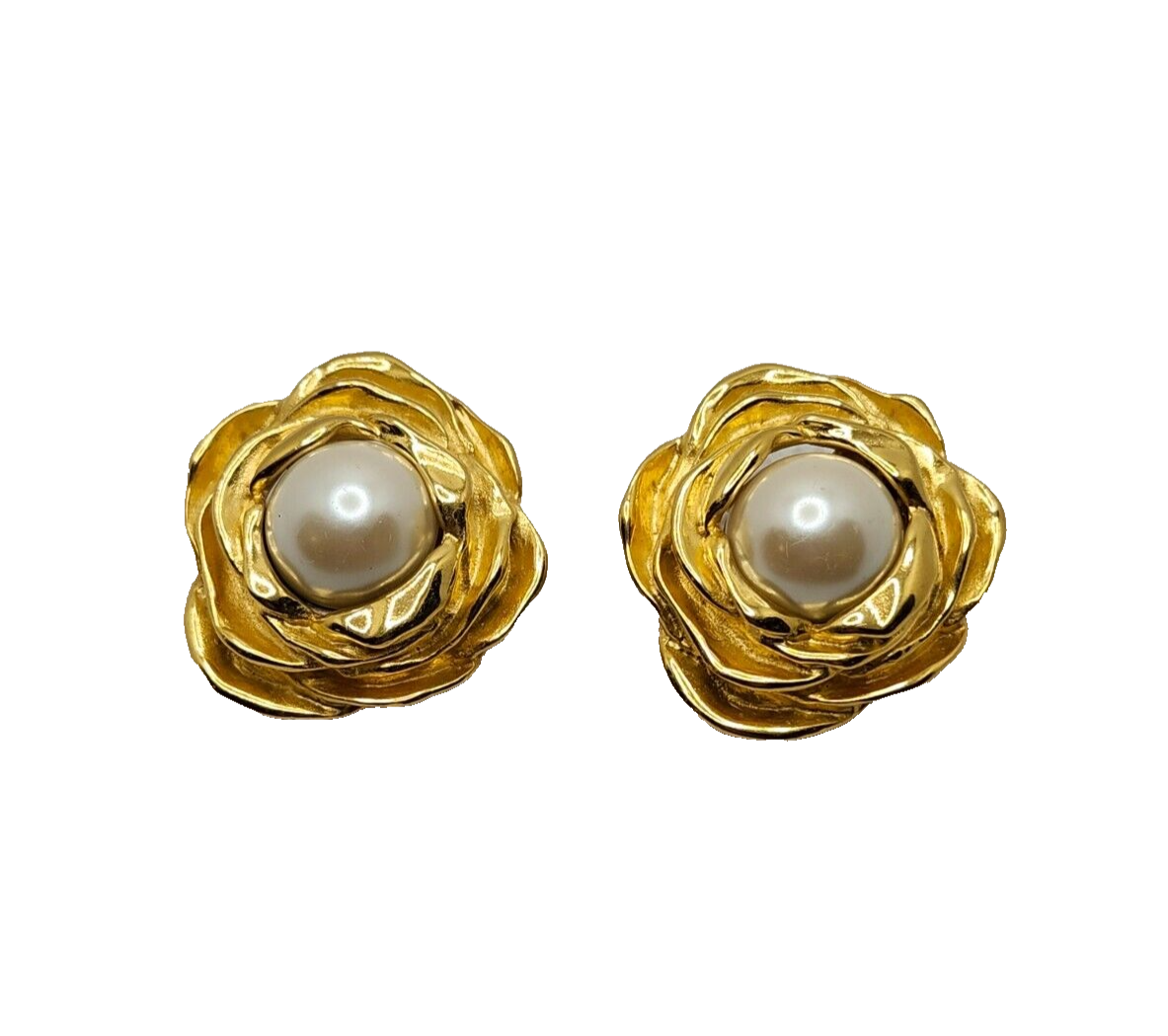 Authentic Givenchy Gold-tone Faux Pearl Flower Clip-On Earrings image 0