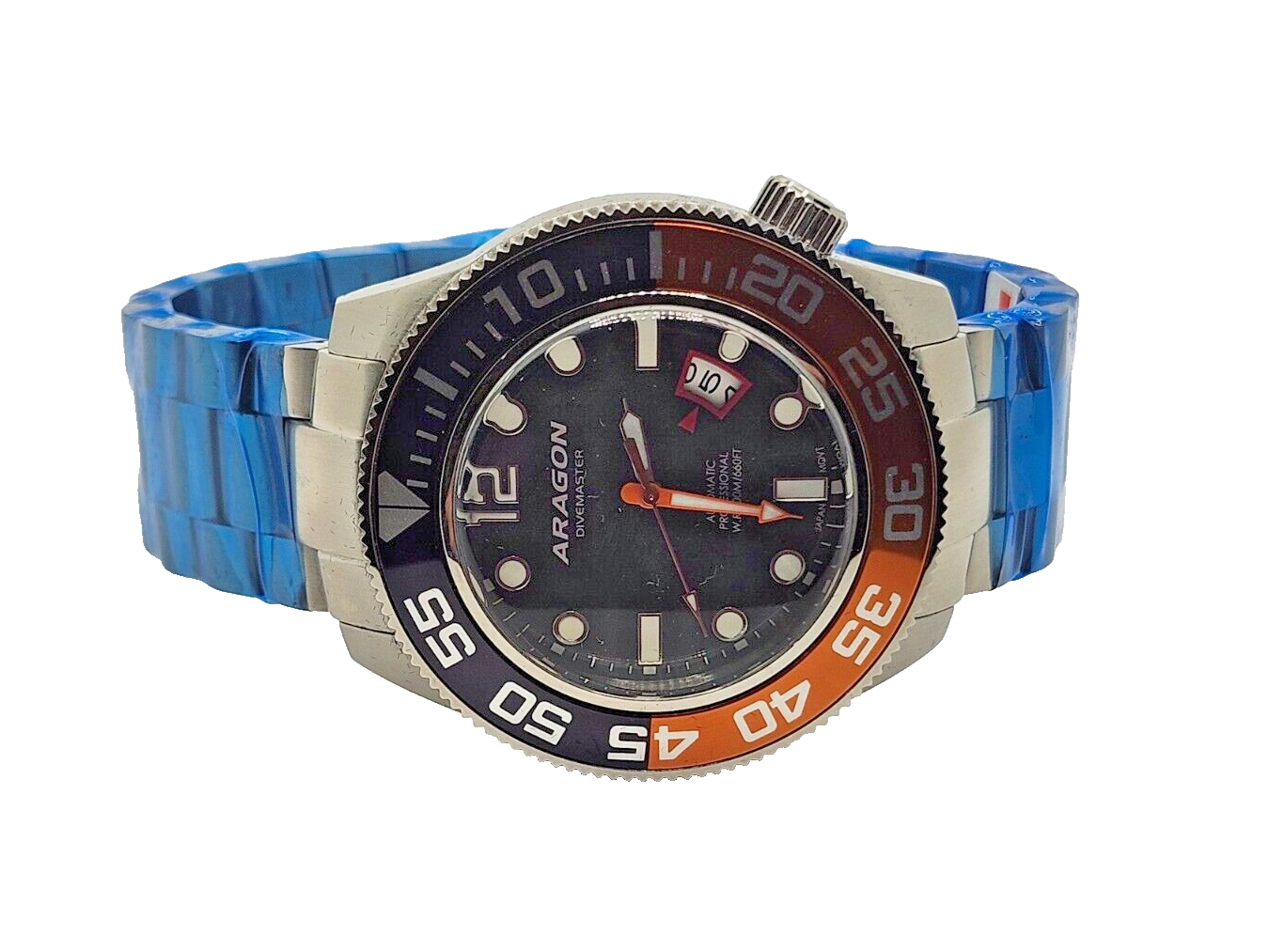 NEW! Aragon A336 Divemaster III Automatic NH35 Men's Watch ~ Black / Orange Dial image 1