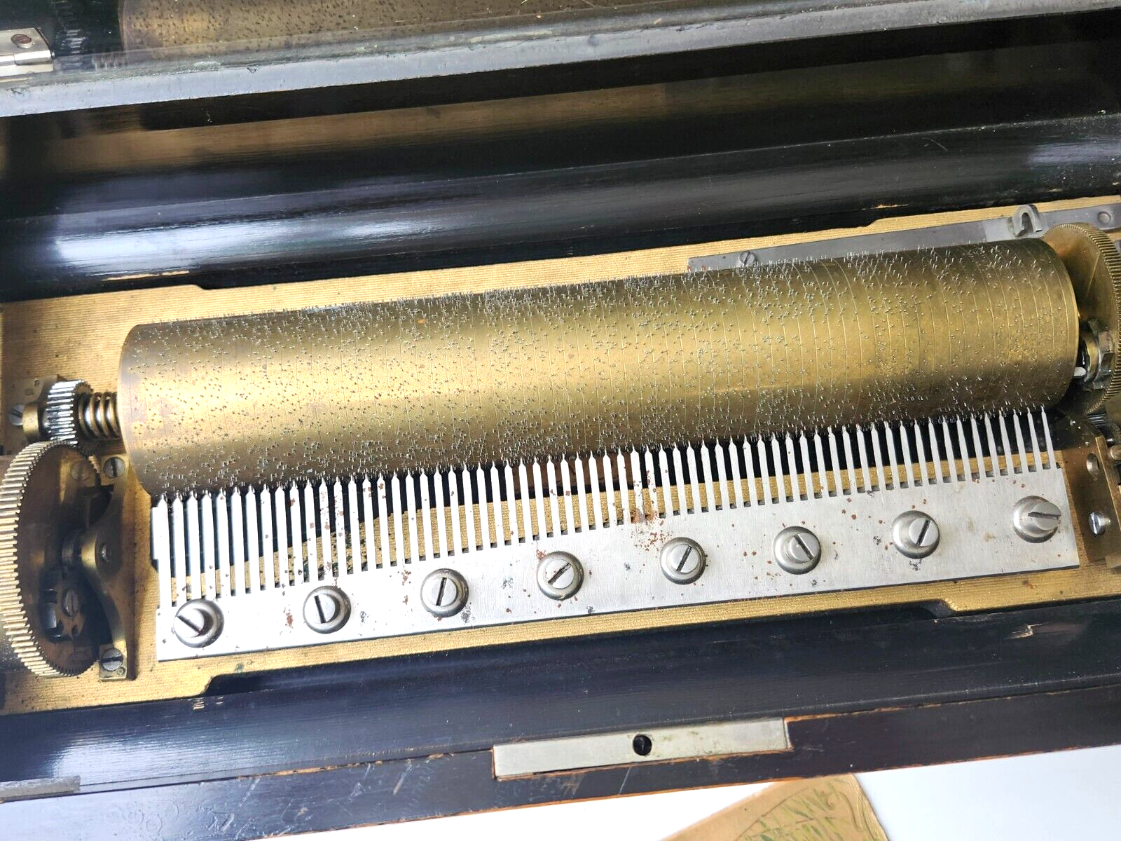 Antique M F 1840 Swiss Marque De Fabrique Cylinder Hand Crank 8 Airs Music Box image 8