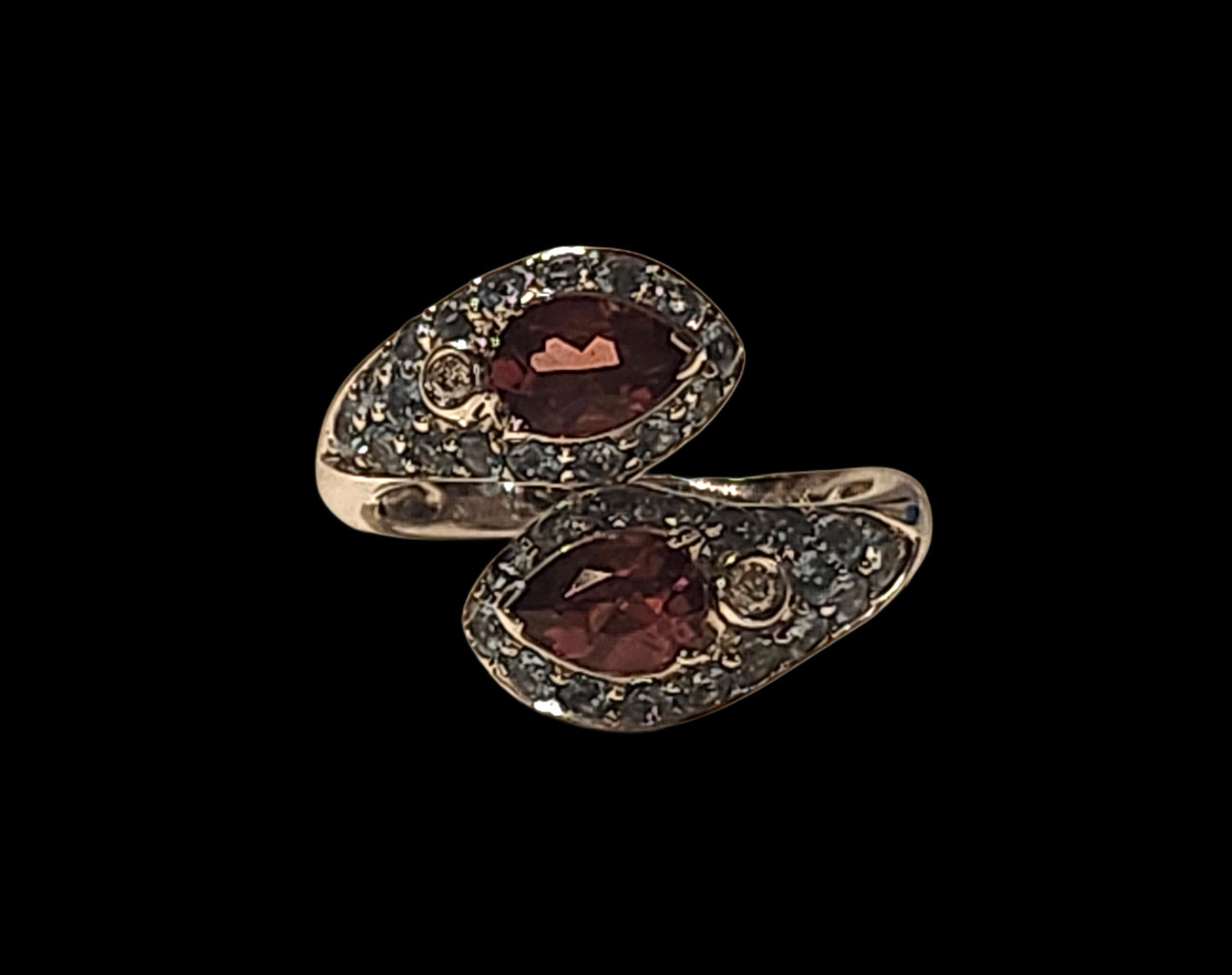 Sonia B. Red Spinel, Topaz & Diamond 14k White Gold Bypass Ring image 8