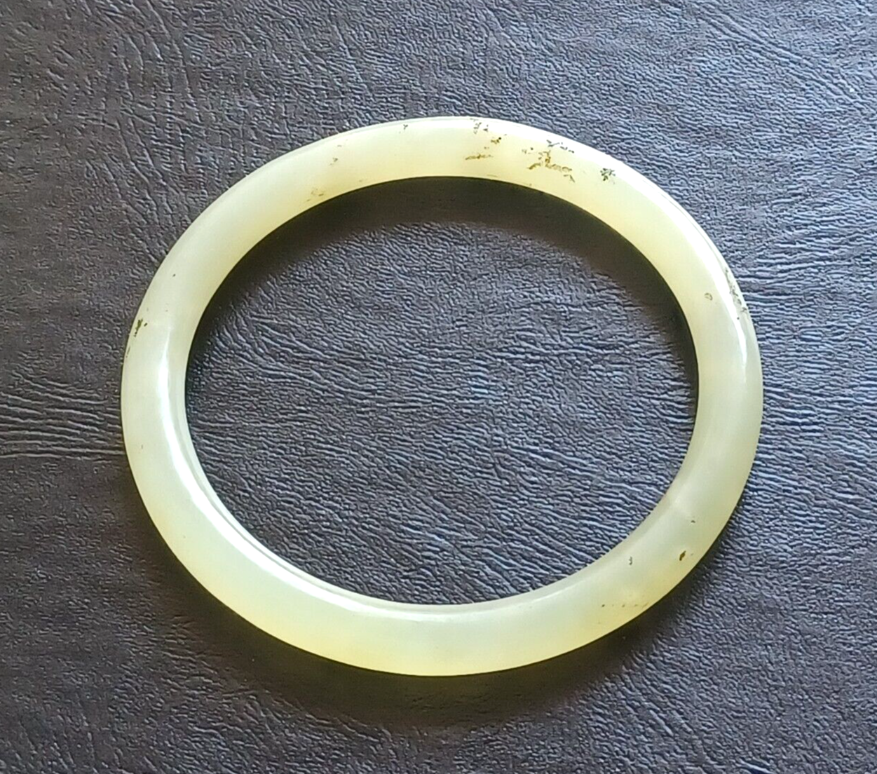 Genuine Natural Green White Jade Jadeite Round Eternity Bangle Bracelet 77mm image 0