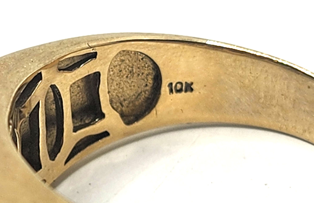 Vintage Emerald & Diamond 10k Yellow Gold Men's Ring image 6