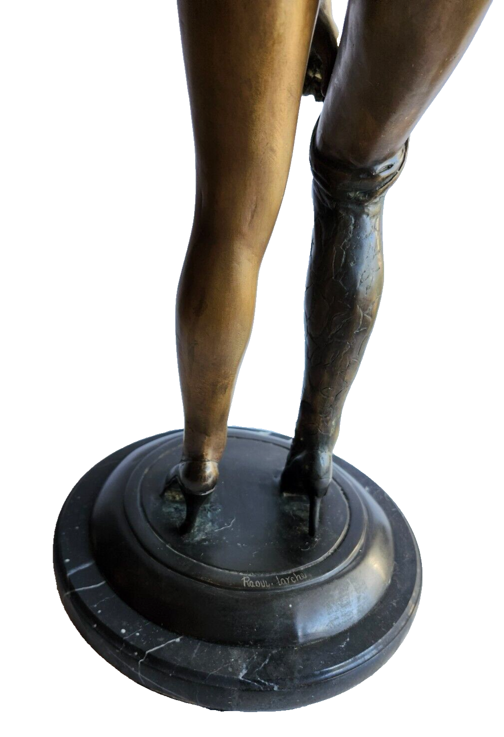 Tall Detailed Nude Woman Bent Over Bronze Statue Signed by Raoul Larche image 6