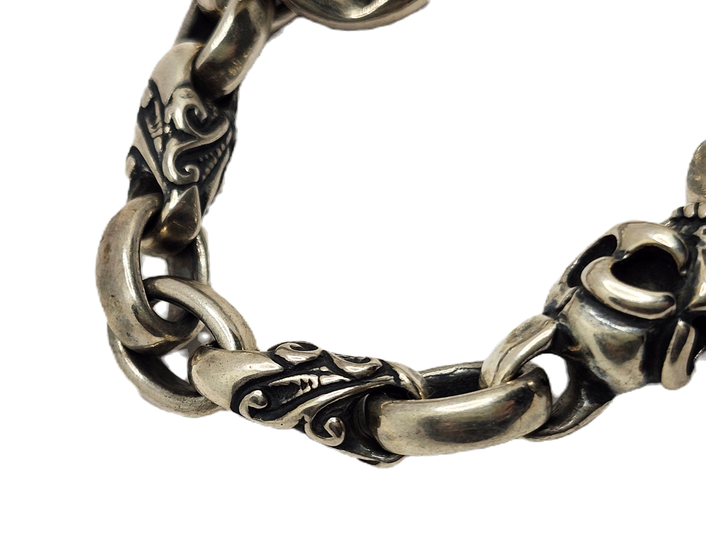 BWL Bill Wall Leather Double Good Luck Skull Sterling Silver Toggle Bracelet image 4