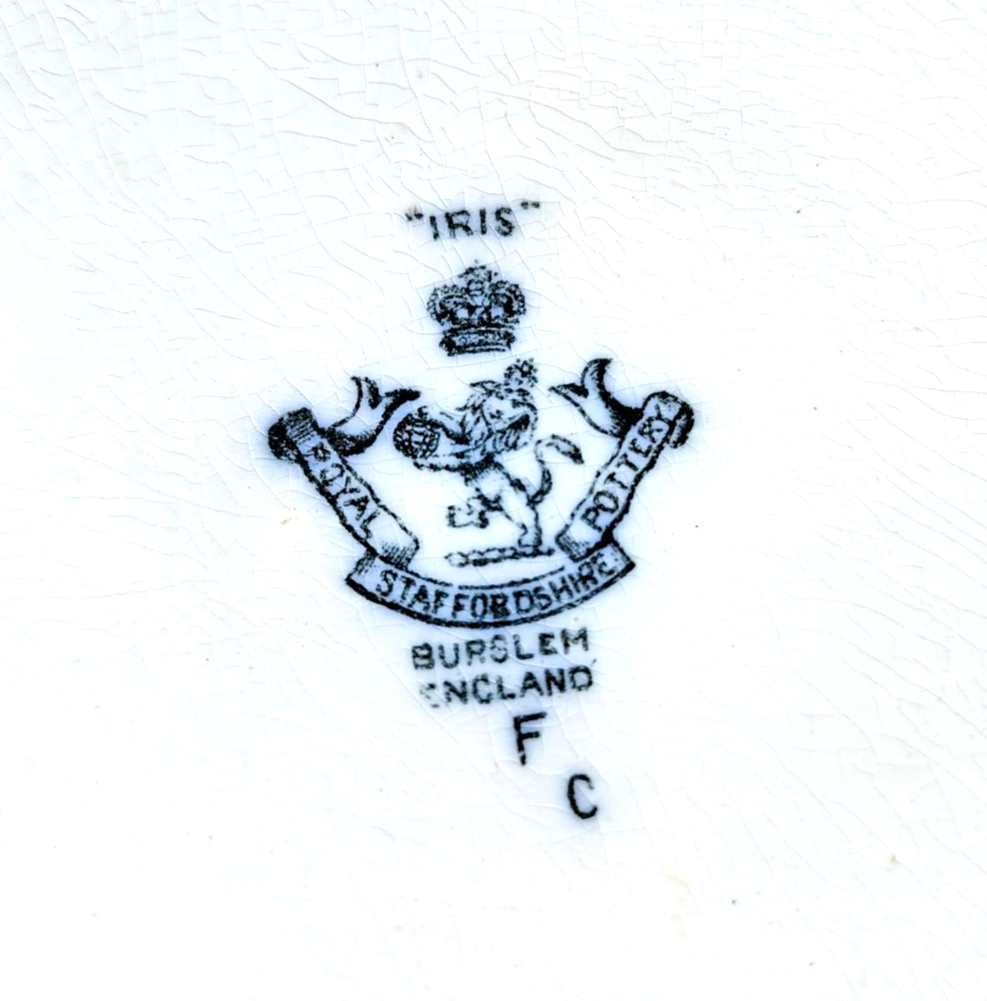 Antique Royal Staffordshire Iris Flow Blue Covered Round Vegetable Serving Bowl image 12