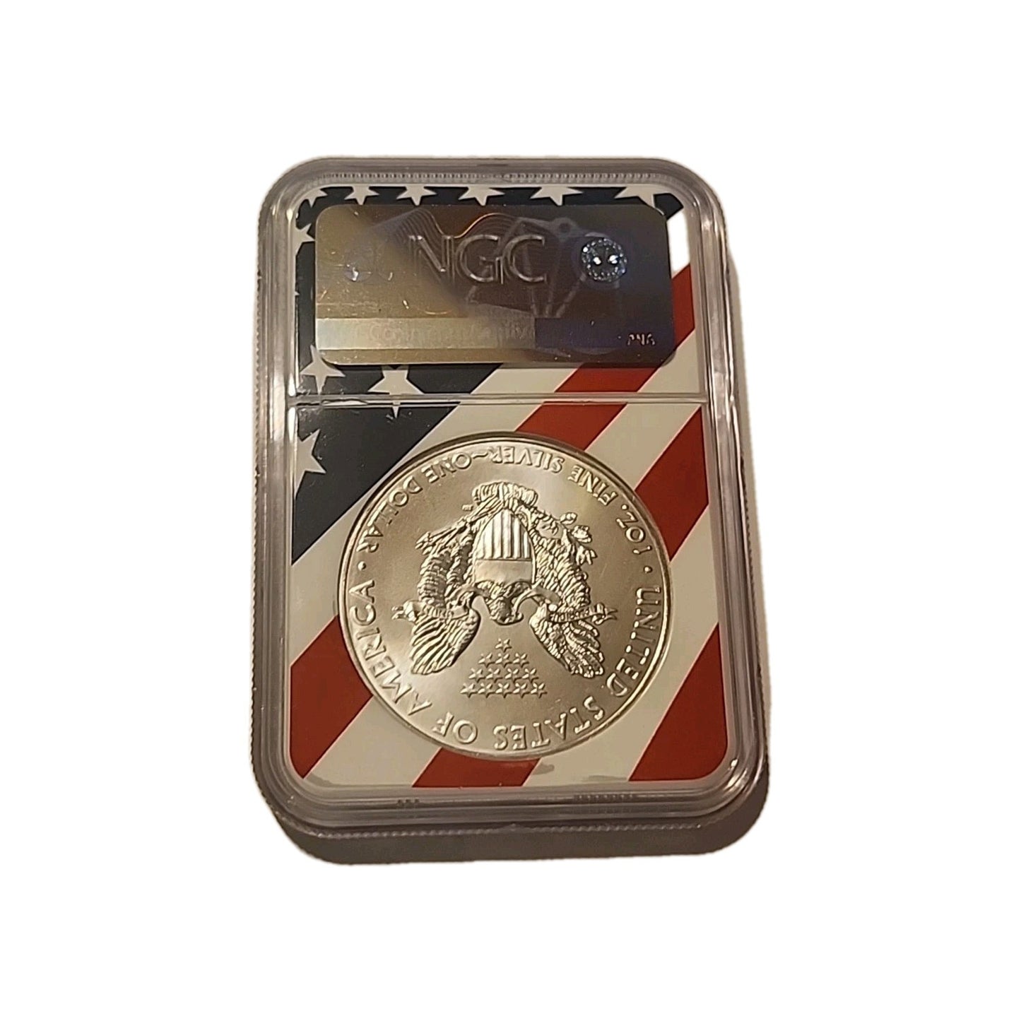 2011 US Silver $1 Eagle NGC MS69 American Flag 25th Anniversary image 1